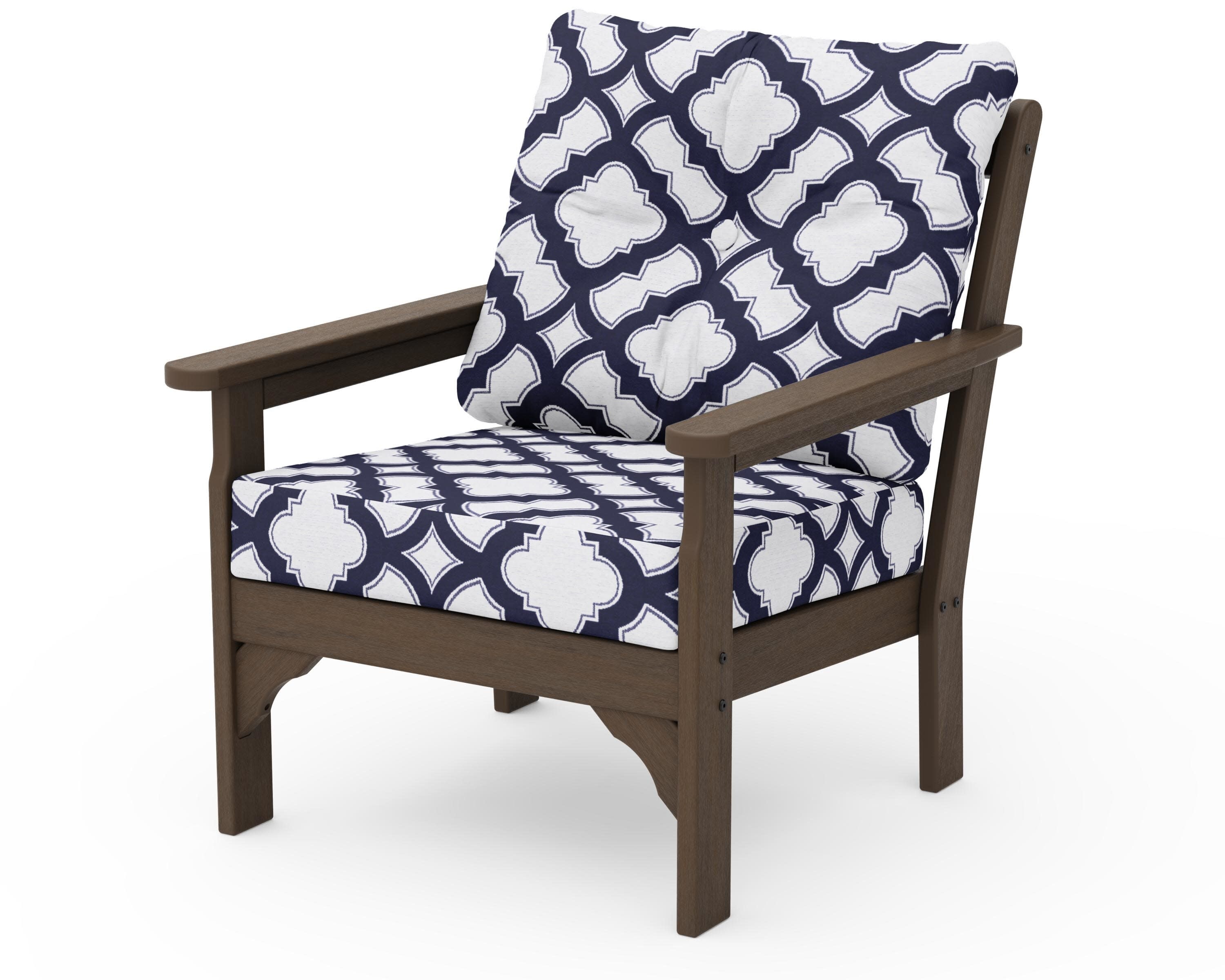Vineyard Deep Seating Chair in Kona / Trellis Navy