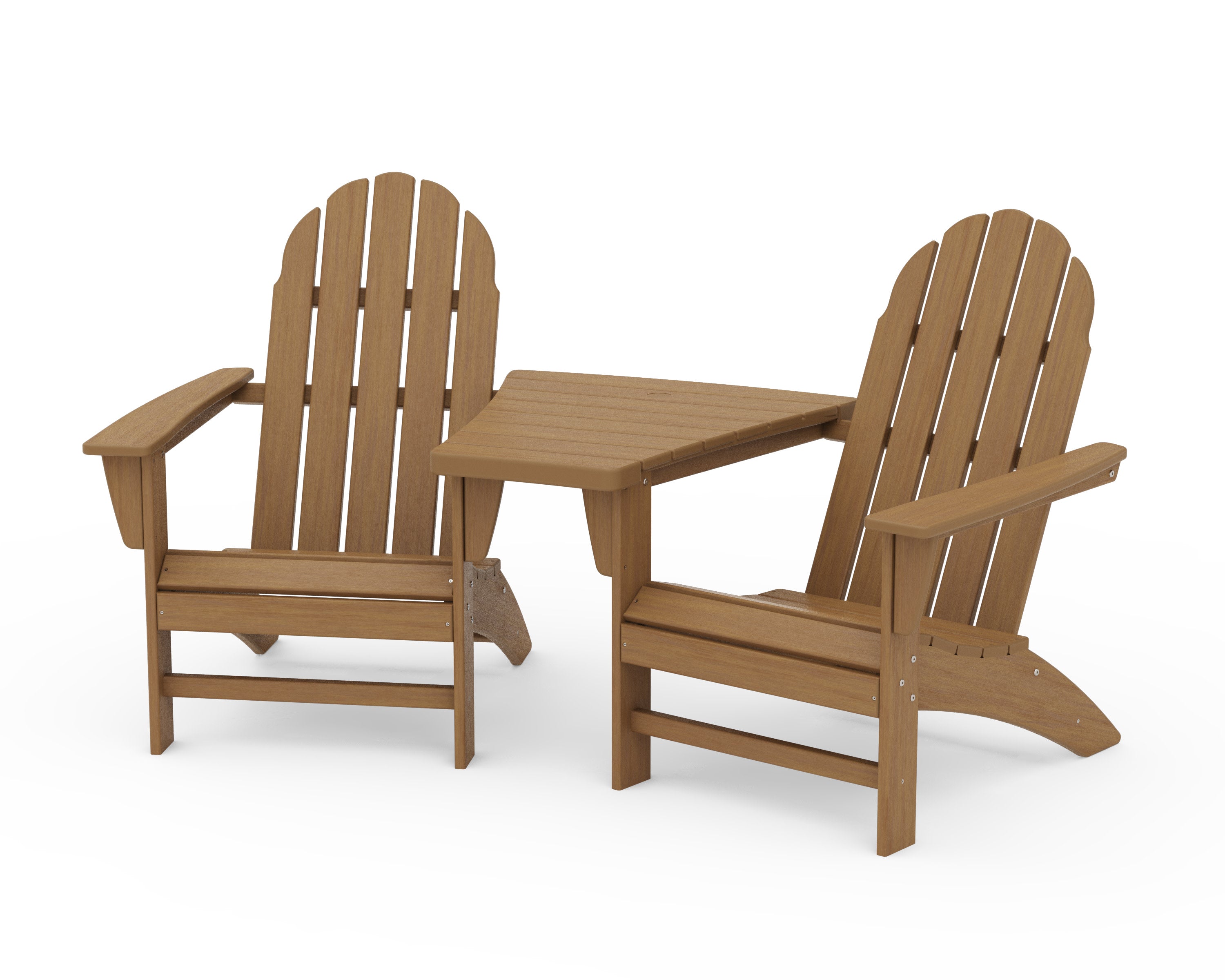 Vineyard 3-Piece Adirondack Set with Angled Connecting Table in Natural