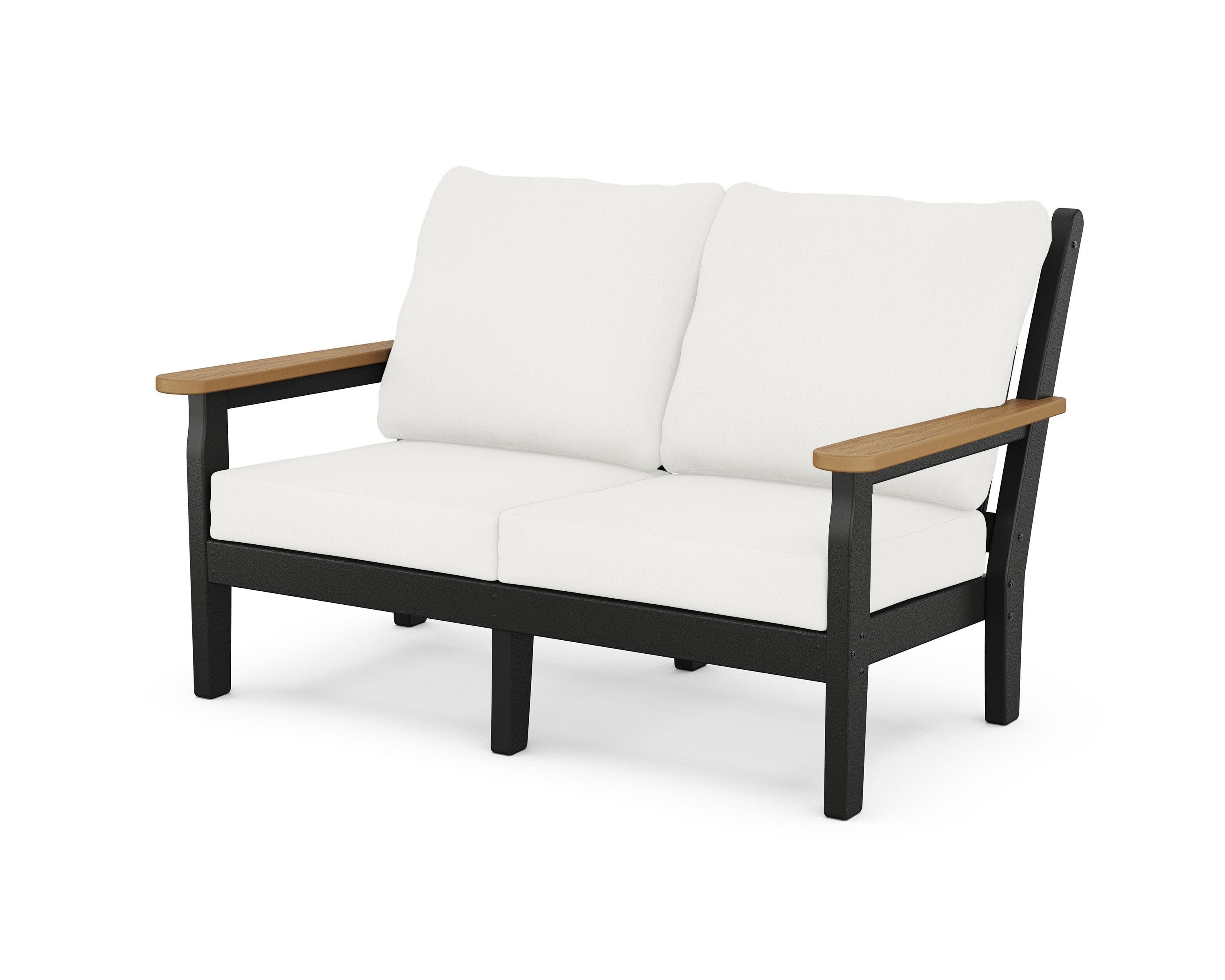 Chippendale Deep Seating Loveseat in Black / Natural / Natural Linen