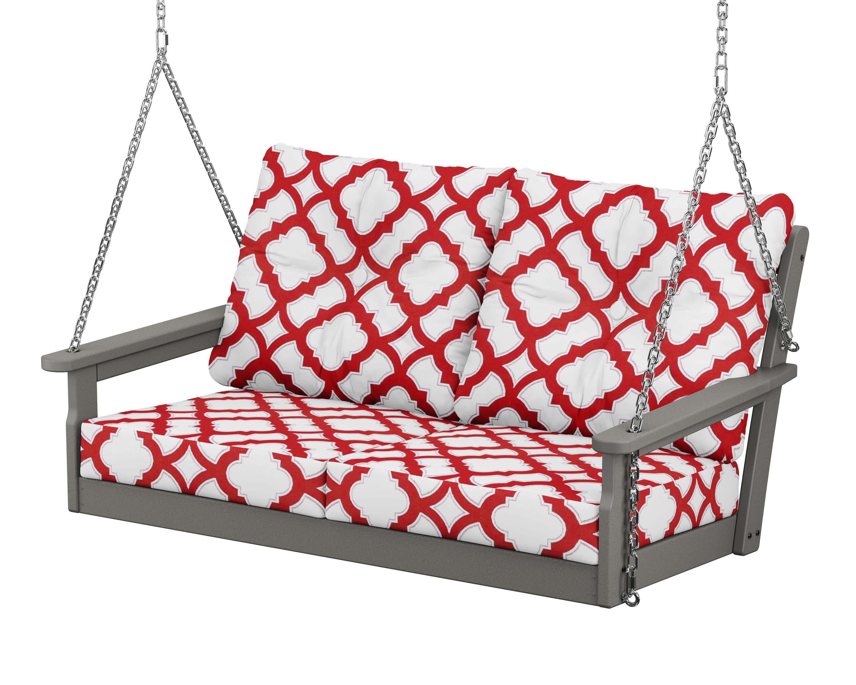 Vineyard Deep Seating Swing in Slate Grey / Trellis Crimson