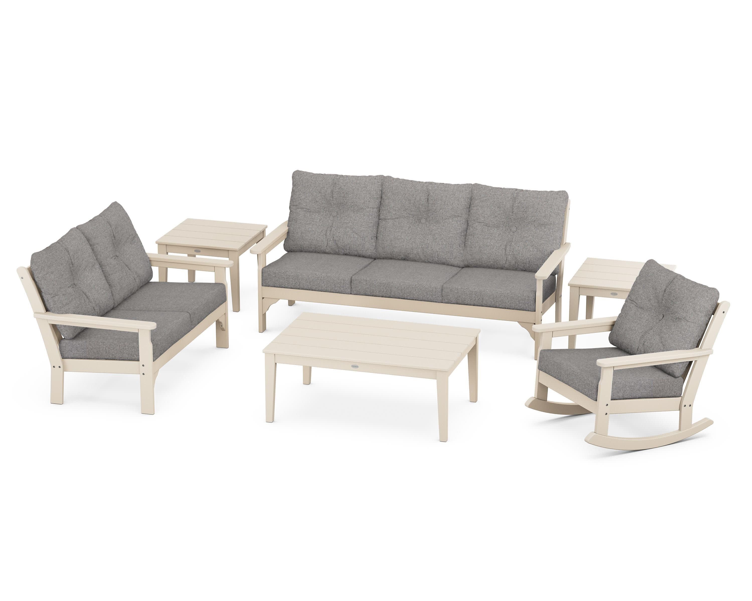 Vineyard 6-Piece Deep Seating Set in Sand / Grey Mist