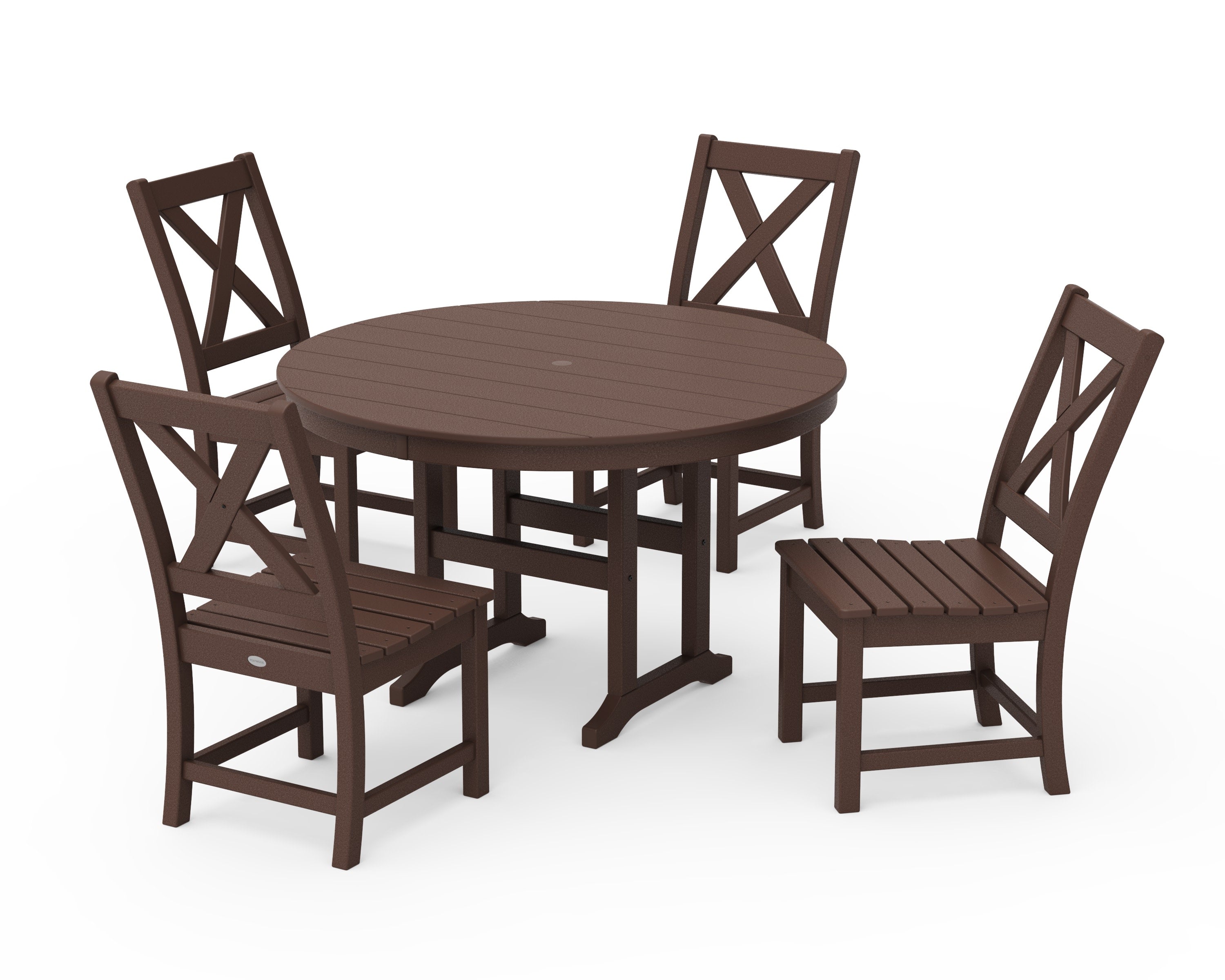 Braxton Side Chair 5-Piece Round Dining Set in Mahogany