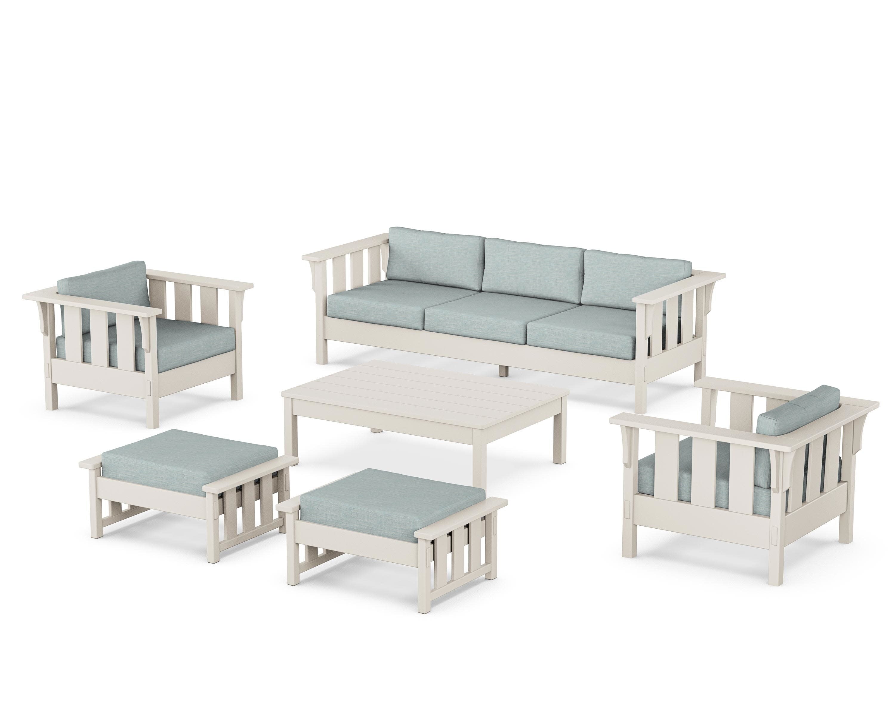 Acadia 6-Piece Lounge Sofa Set in Sand / Soothe Mist