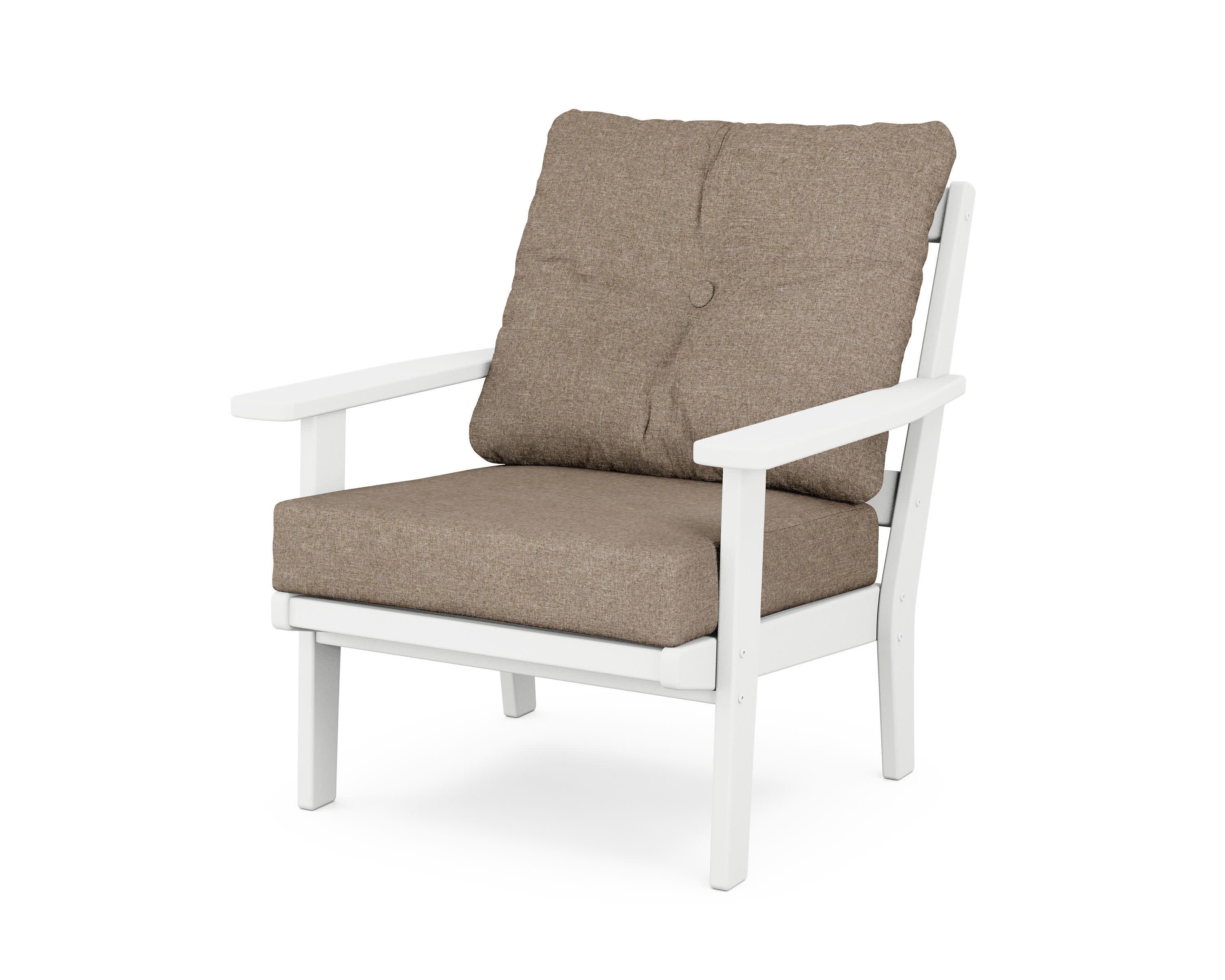 Oxford Deep Seating Chair in White / Spiced Burlap