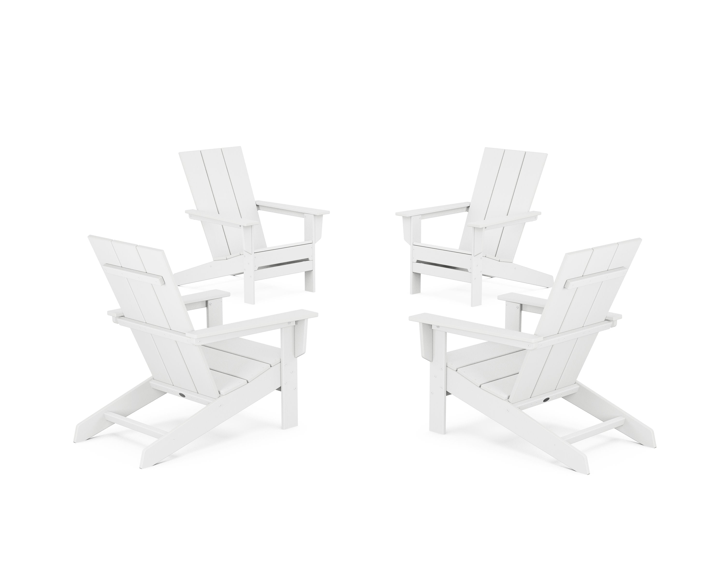 4-Piece Modern Studio Adirondack Chair Conversation Set in White