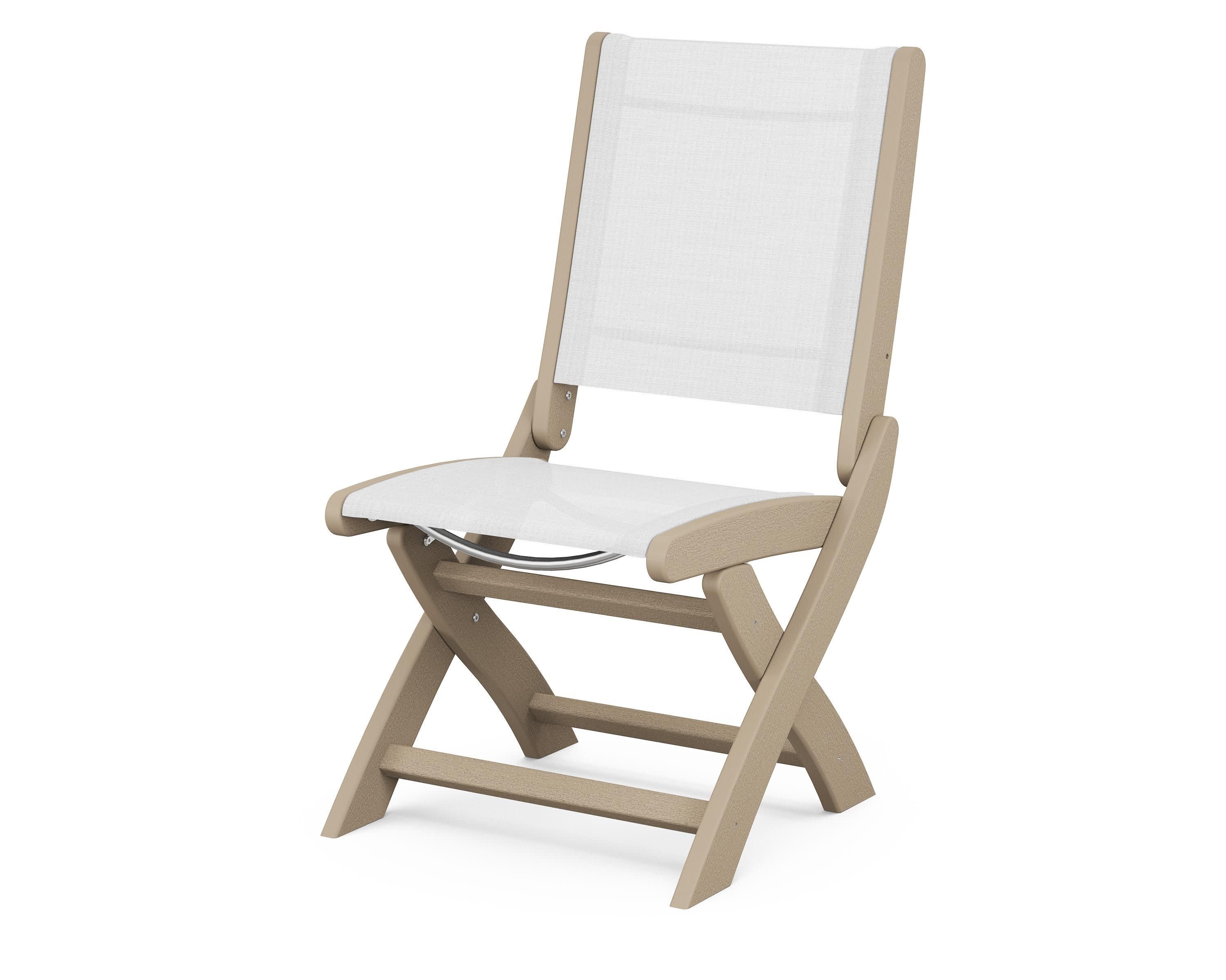 Coastal Folding Side Chair in Vintage Sahara / White Sling