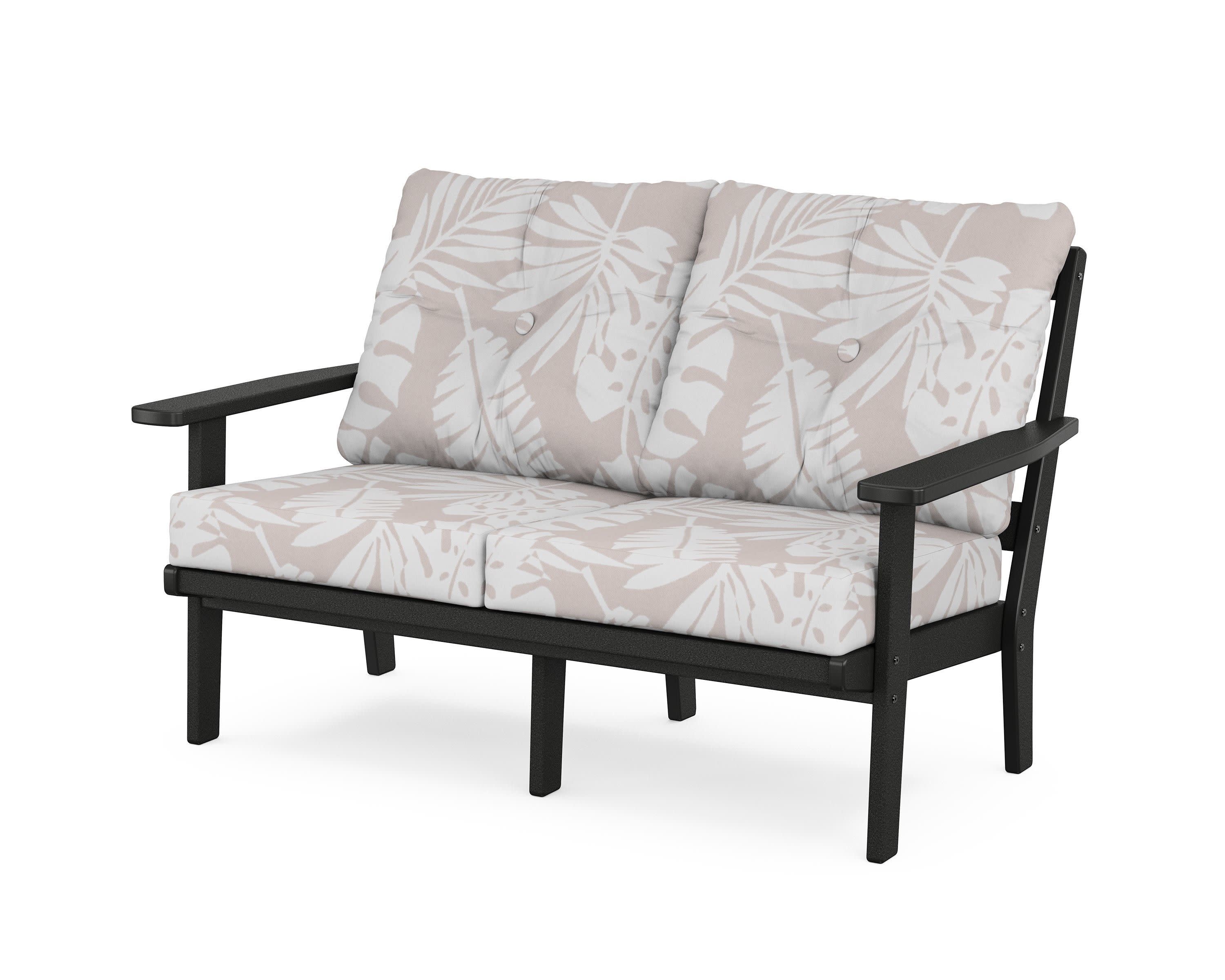 Oxford Deep SeatingLoveseat in Black / Leaf Dune Burlap