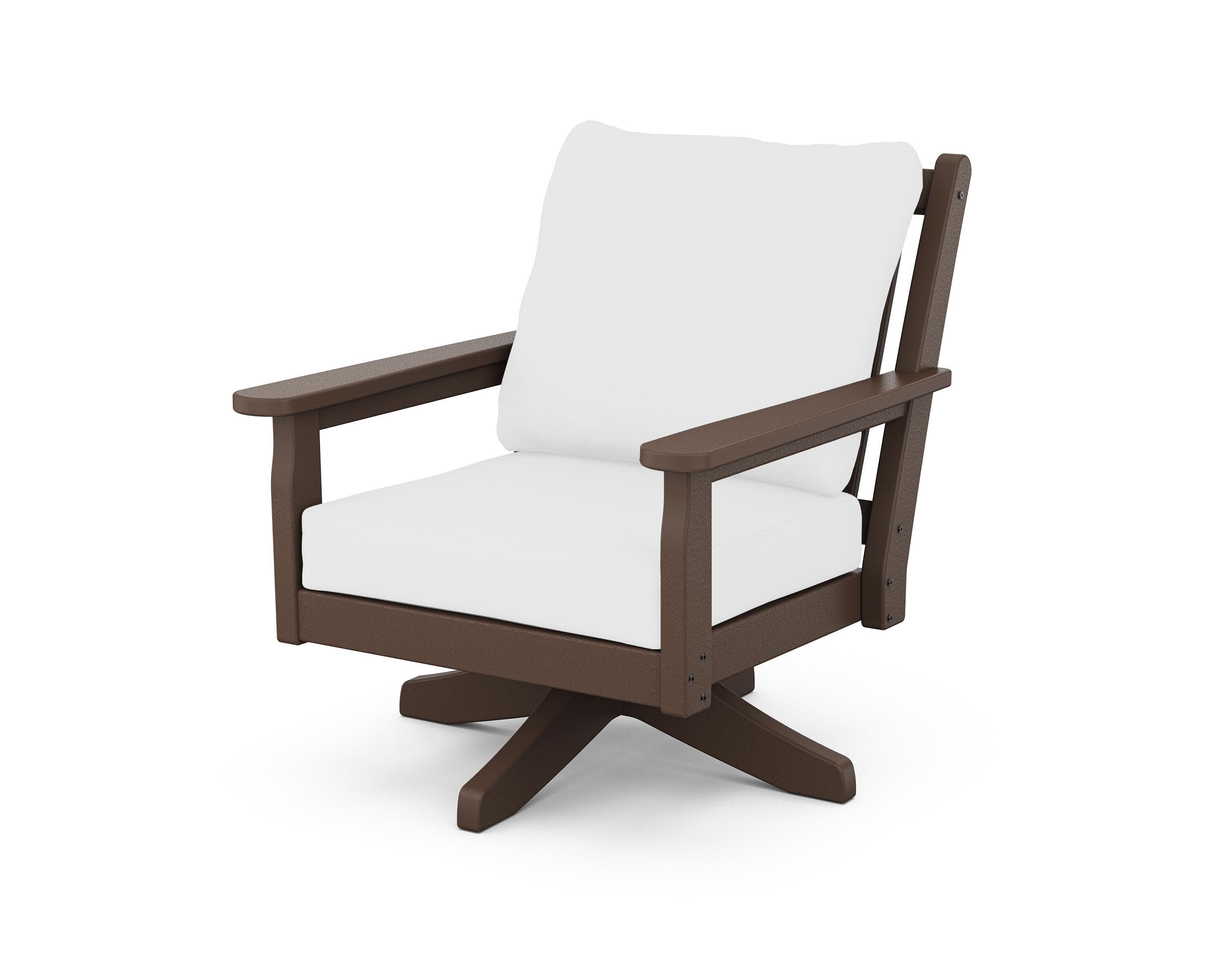Chippendale Deep Seating Swivel Chair in Mahogany / Natural