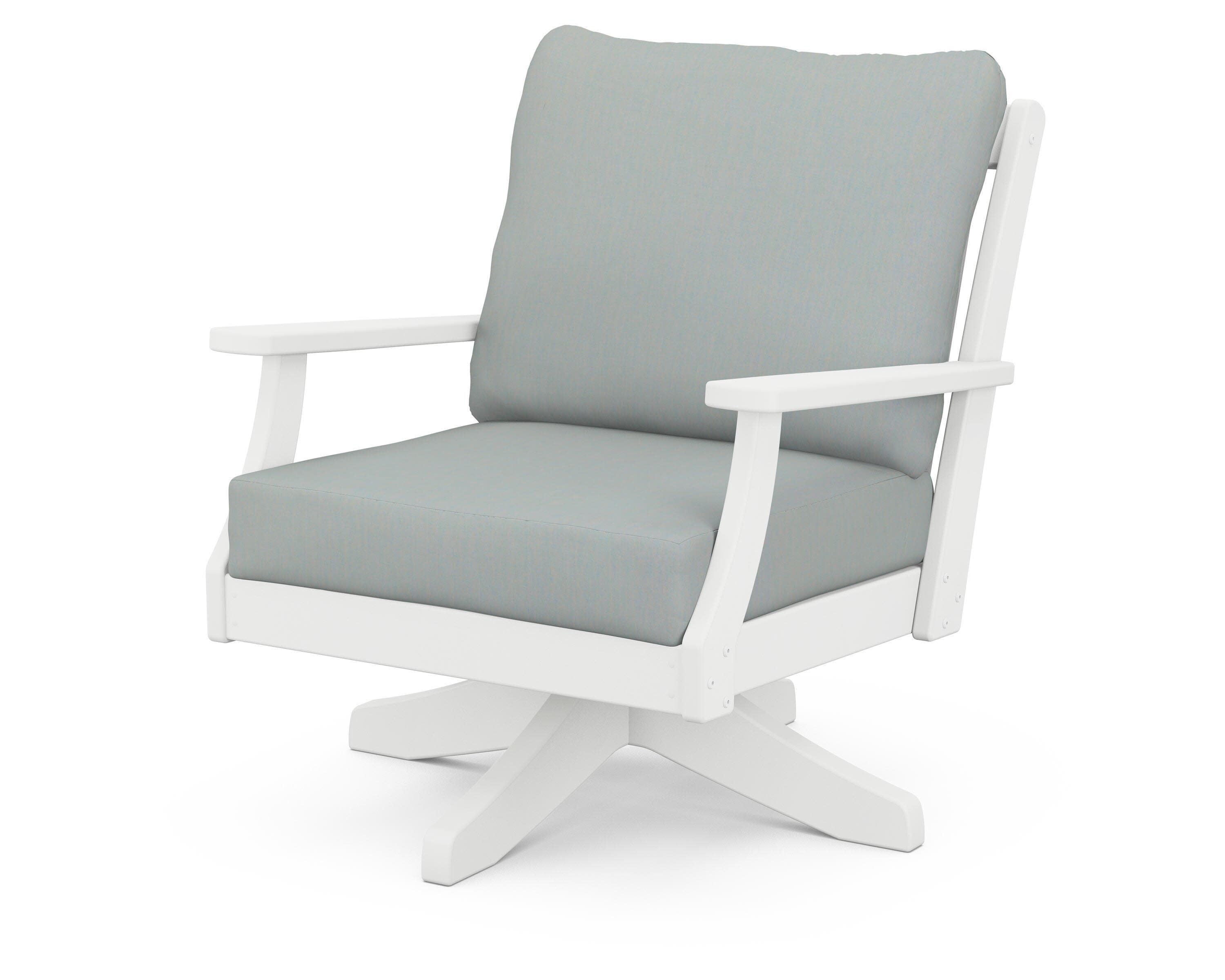 Braxton Deep Seating Swivel Chair in White / Spa