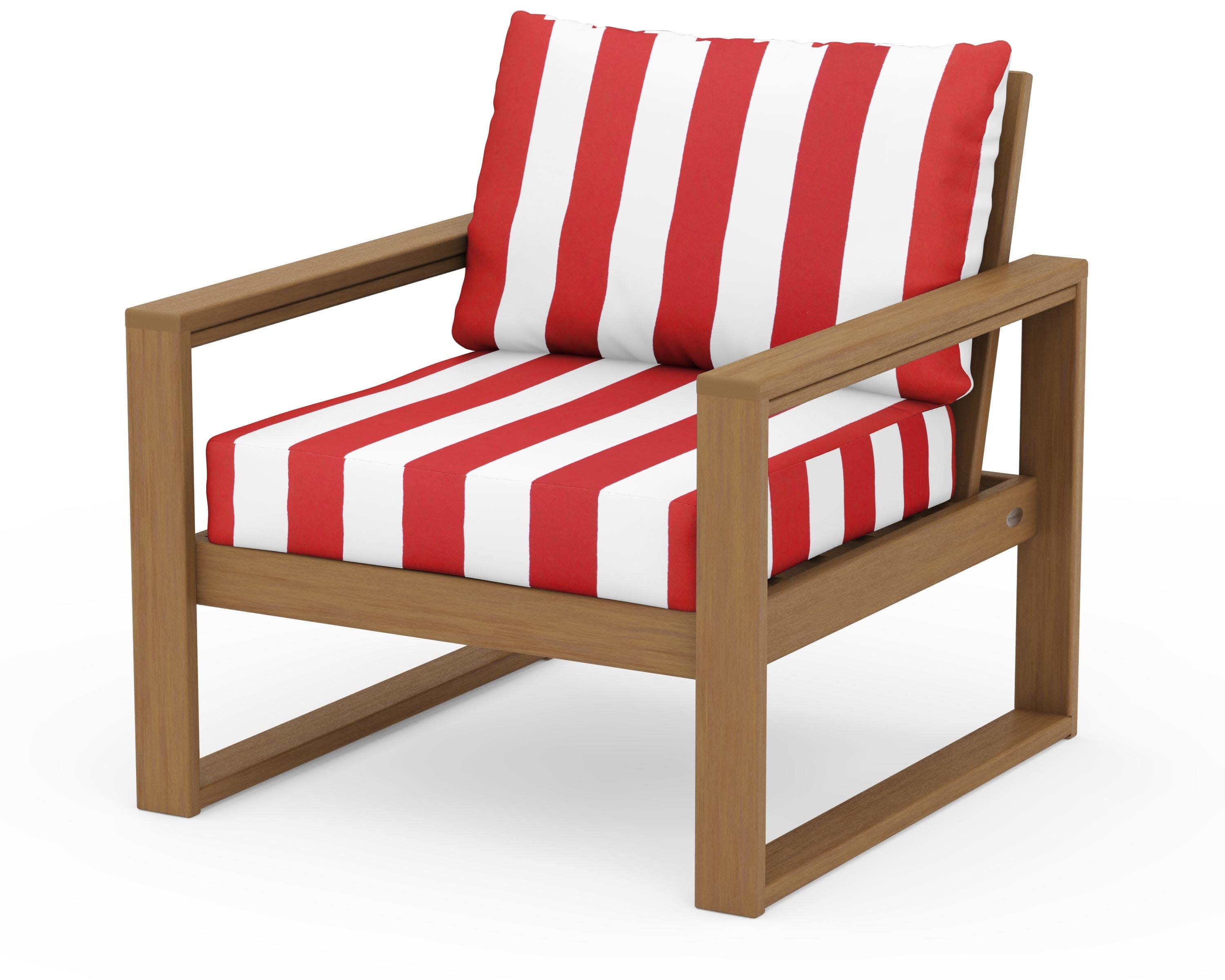 EDGE Club Chair in Natural / Cabana Stripe Crimson