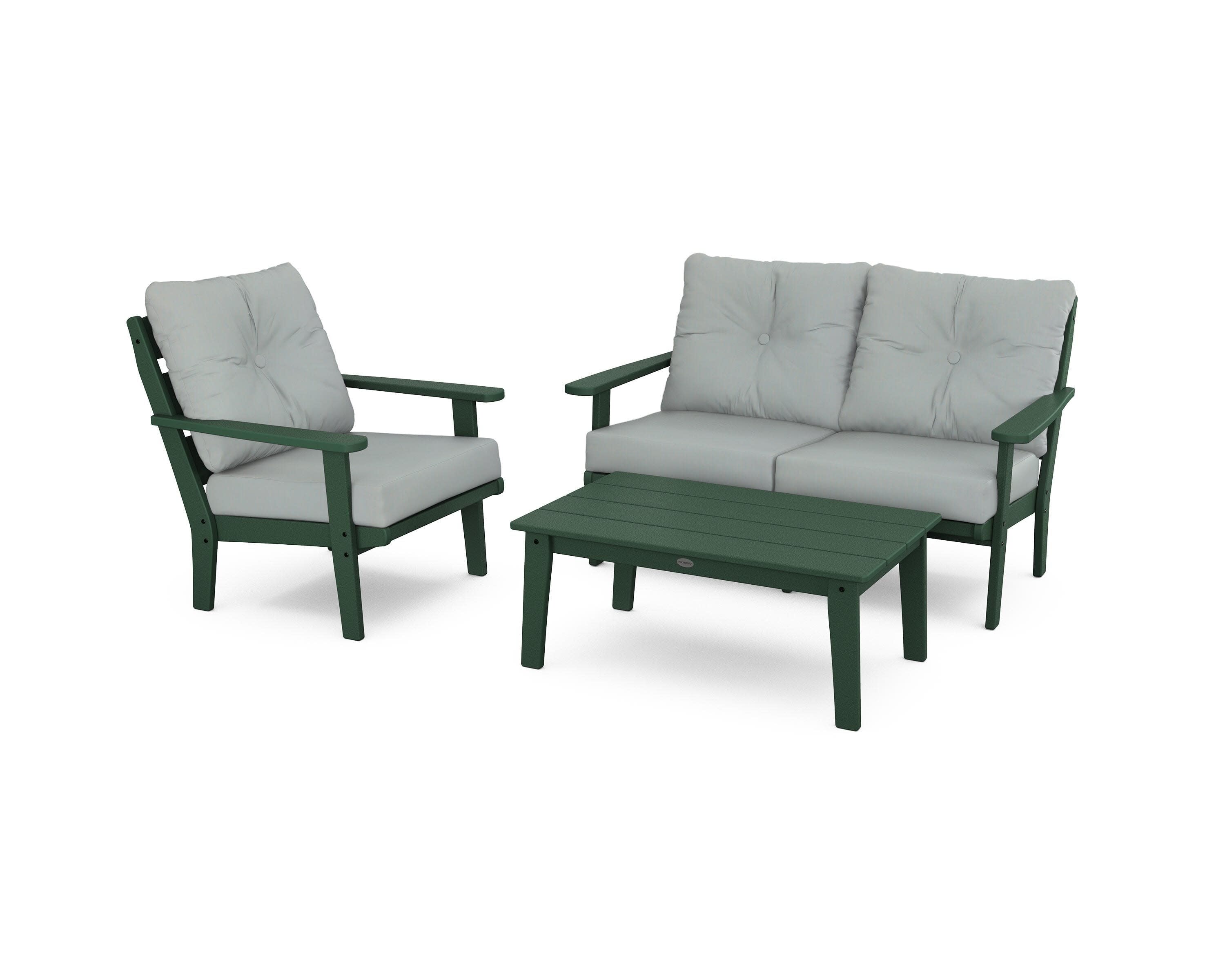 Lakeside 3-Piece Deep Seating Set in Green / Spa