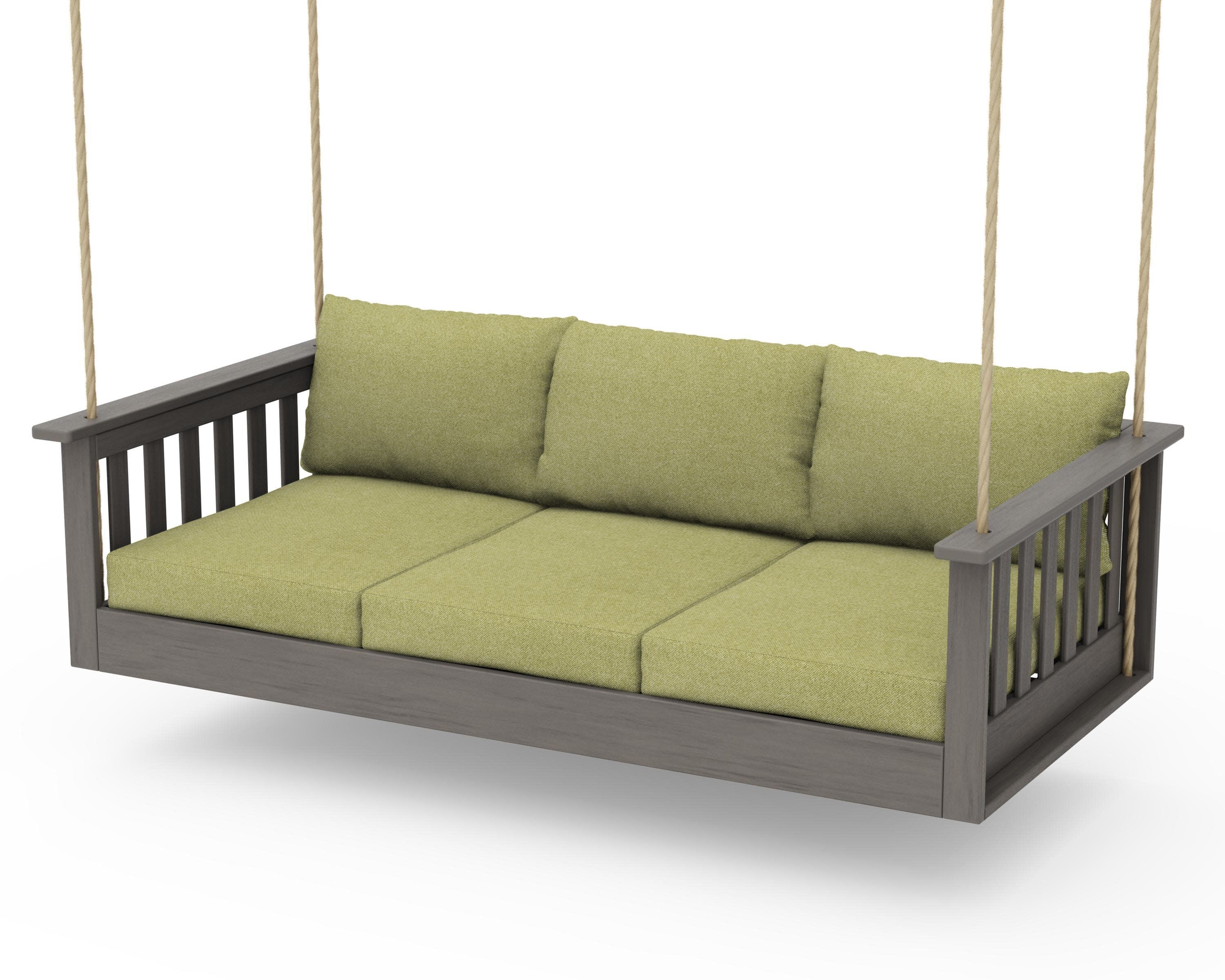 Vineyard Daybed Swing in Driftwood / Chartreuse Boucle