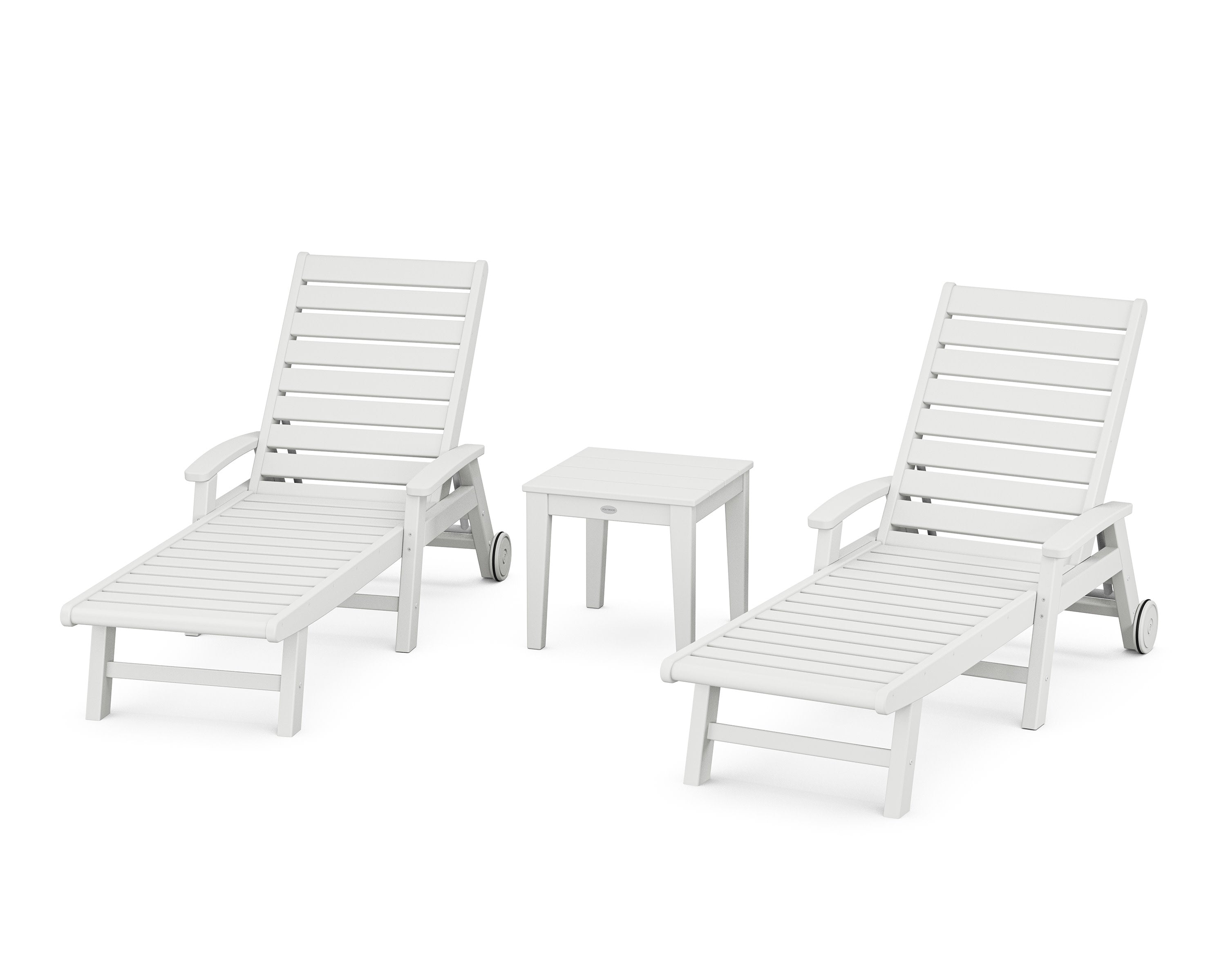 Signature Chaise 3-Piece Set with Wheels in White