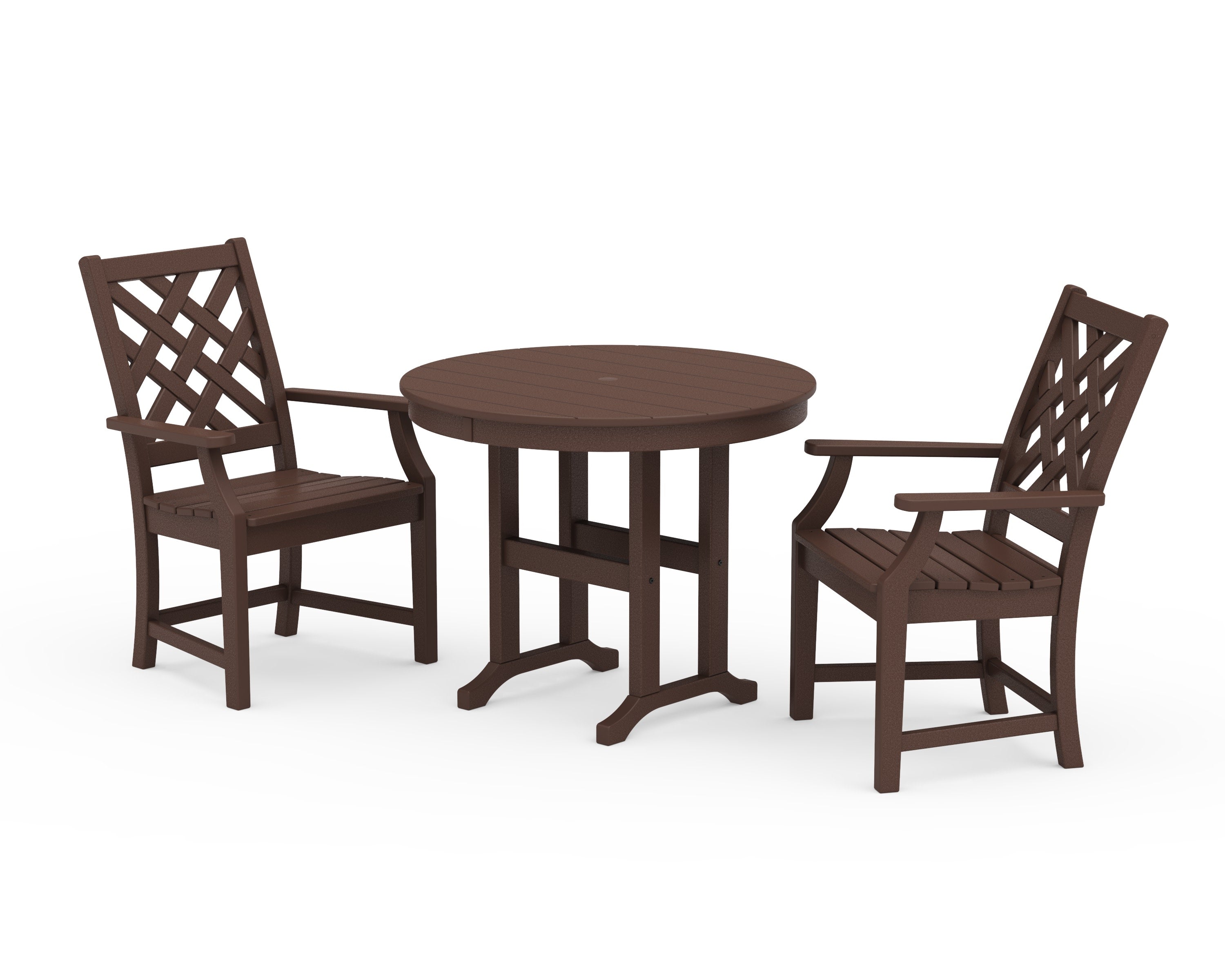 Wovendale 3-Piece Farmhouse Dining Set in Mahogany