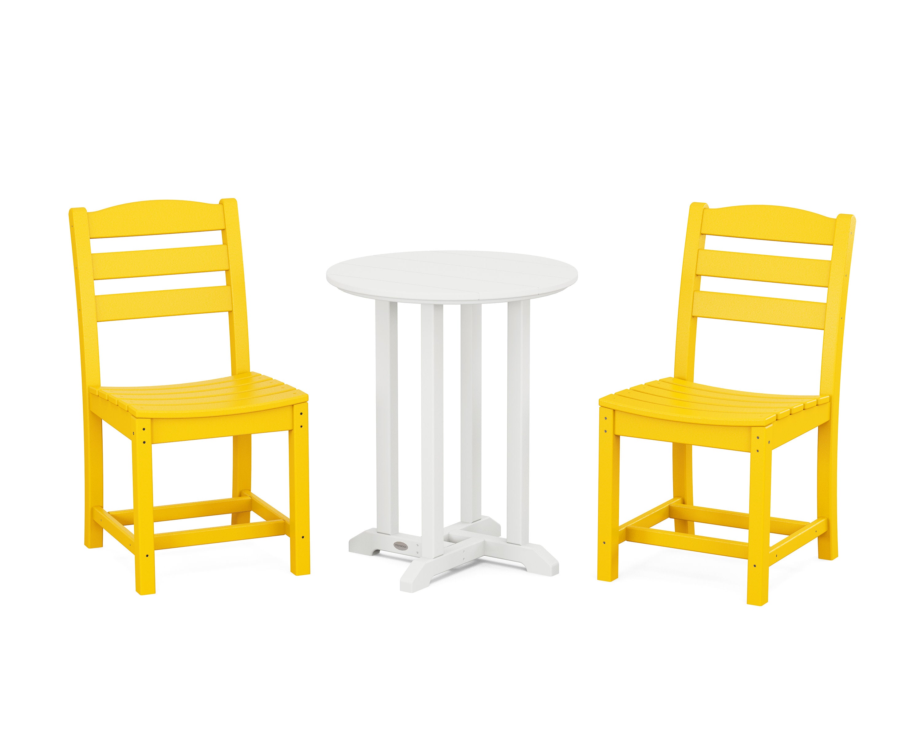 La Casa Caf Side Chair 3-Piece Round Bistro Dining Set in Lemon / White