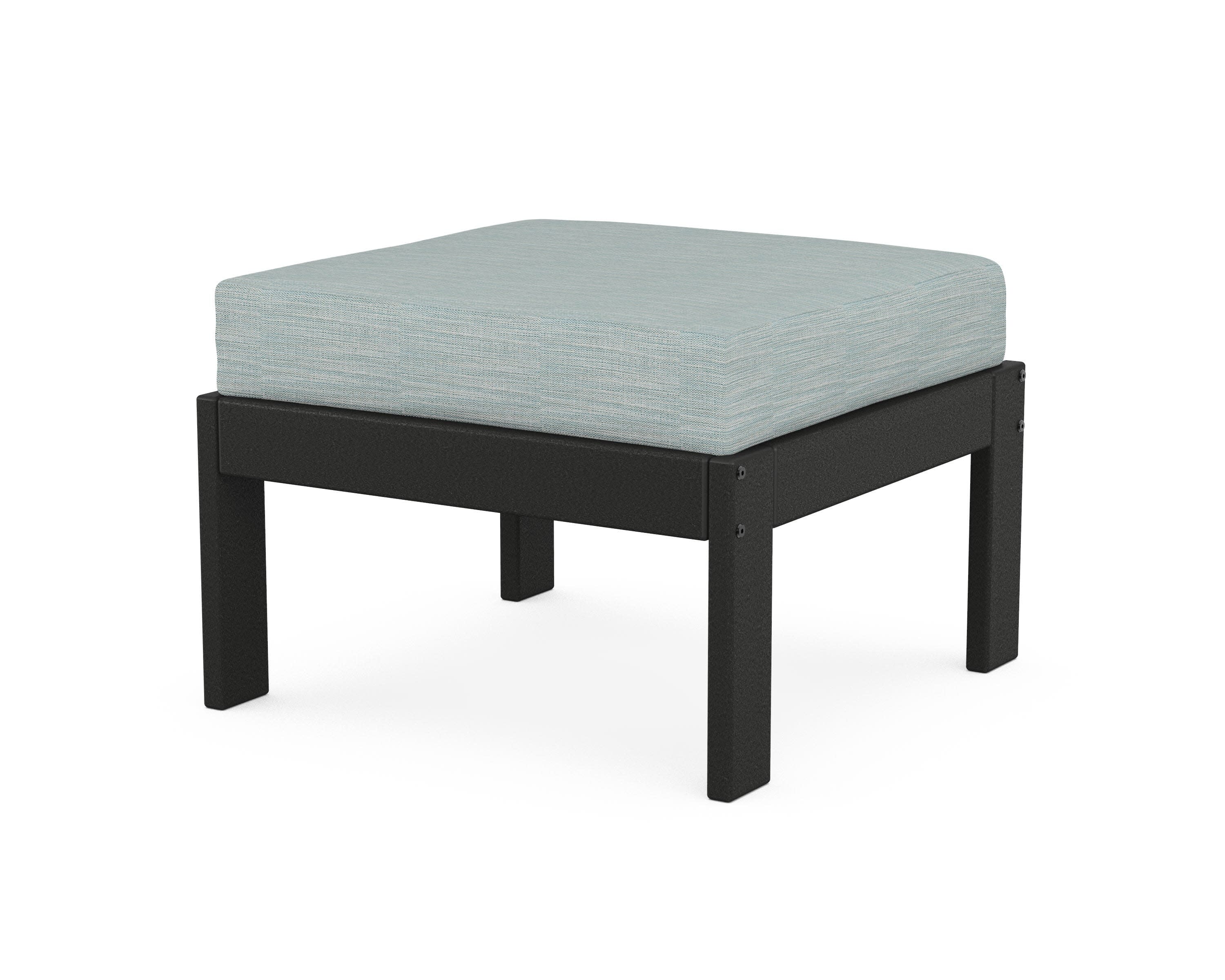 Vineyard Modular Ottoman in Black / Soothe Mist