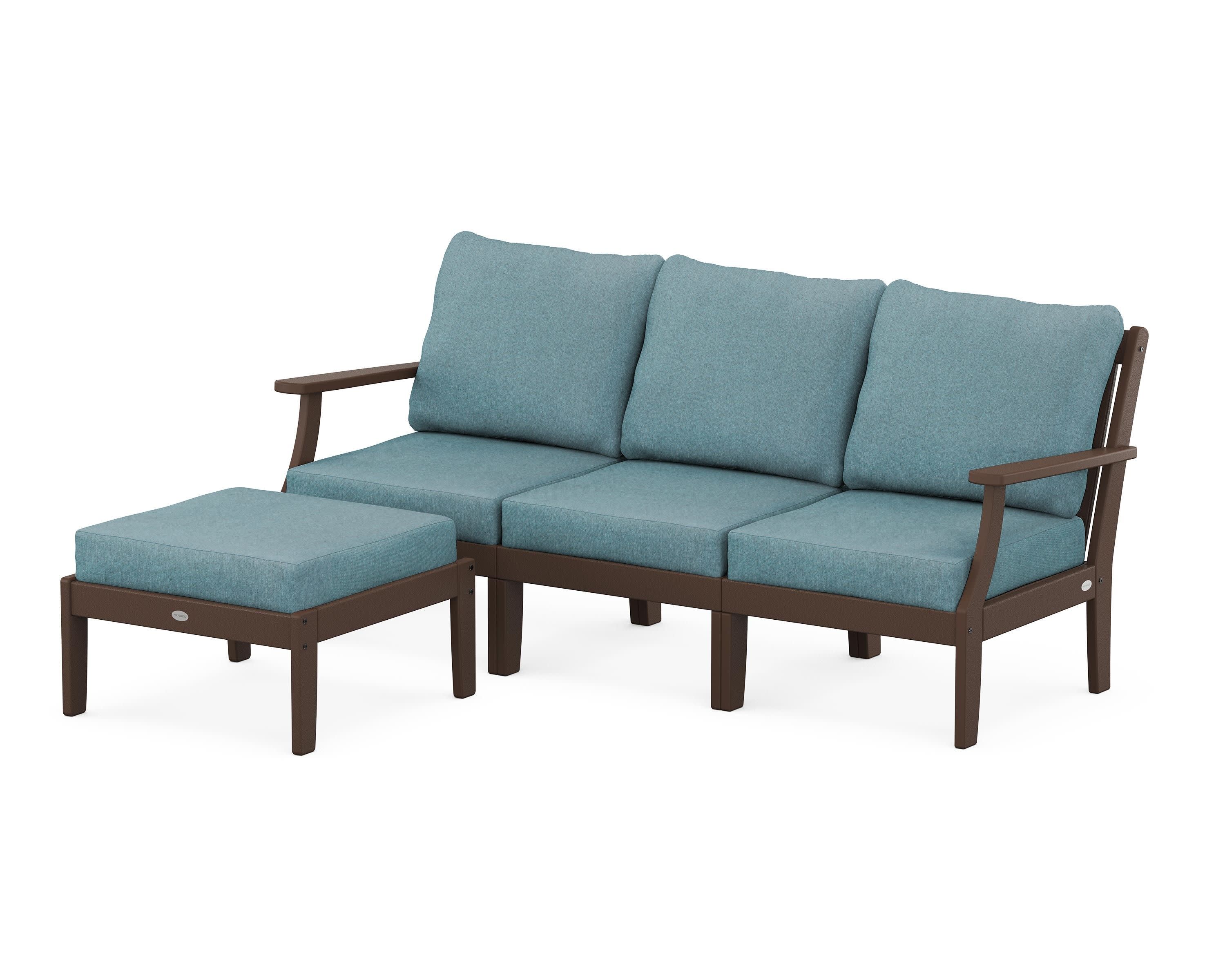 Braxton Modular 4-Piece Deep Seating Set with Ottoman in Mahogany / Ocean Teal