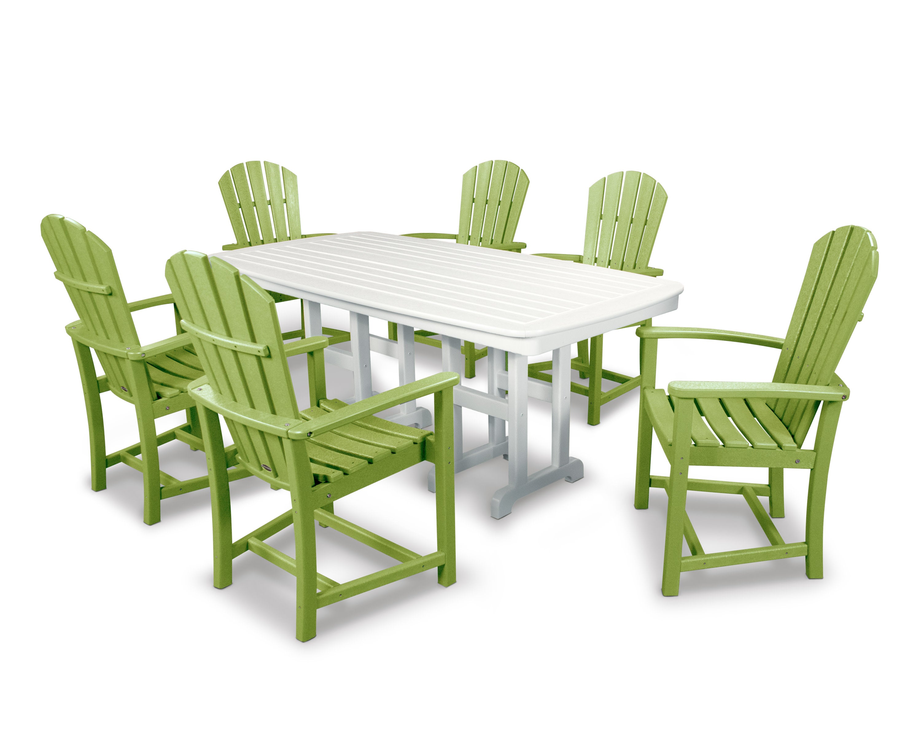Palm Coast 7-Piece Dining Set in Lime / White