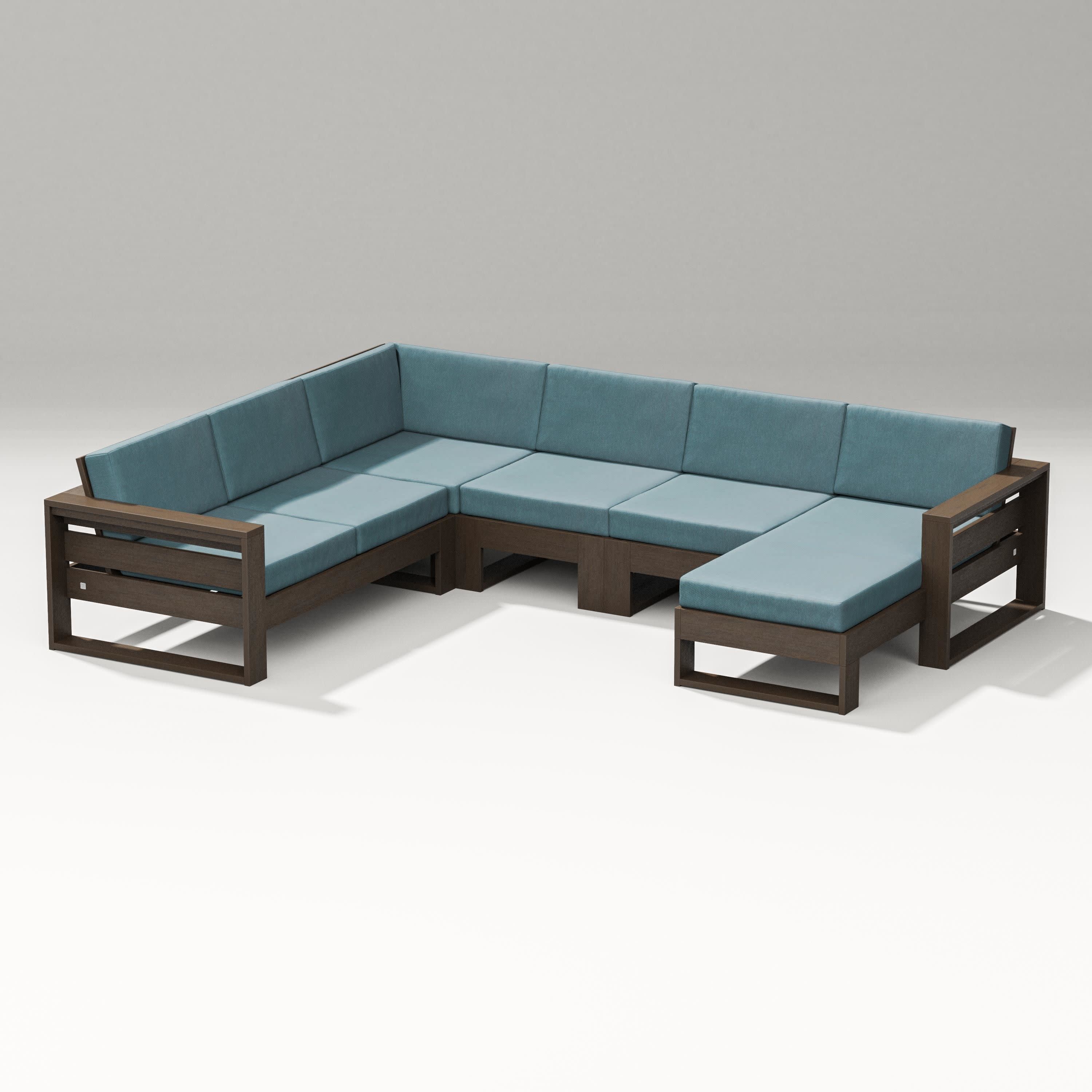 Latitude Corner Sectional with Right Chaise in Kona / Ocean Teal