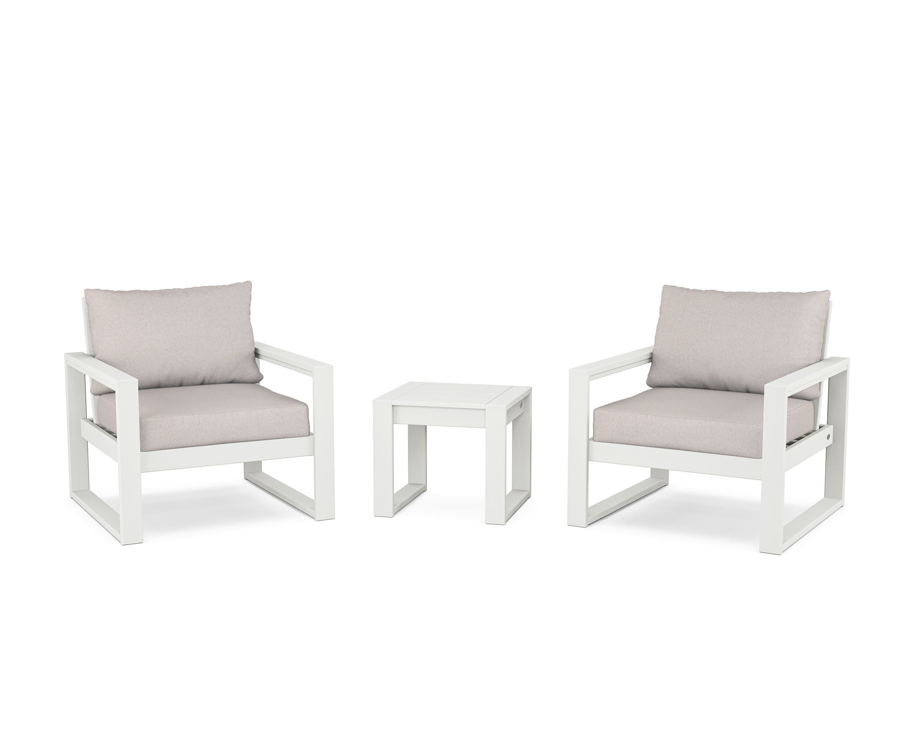 EDGE Sectional 3-Piece Deep Seating Set in Vintage White / Dune Burlap