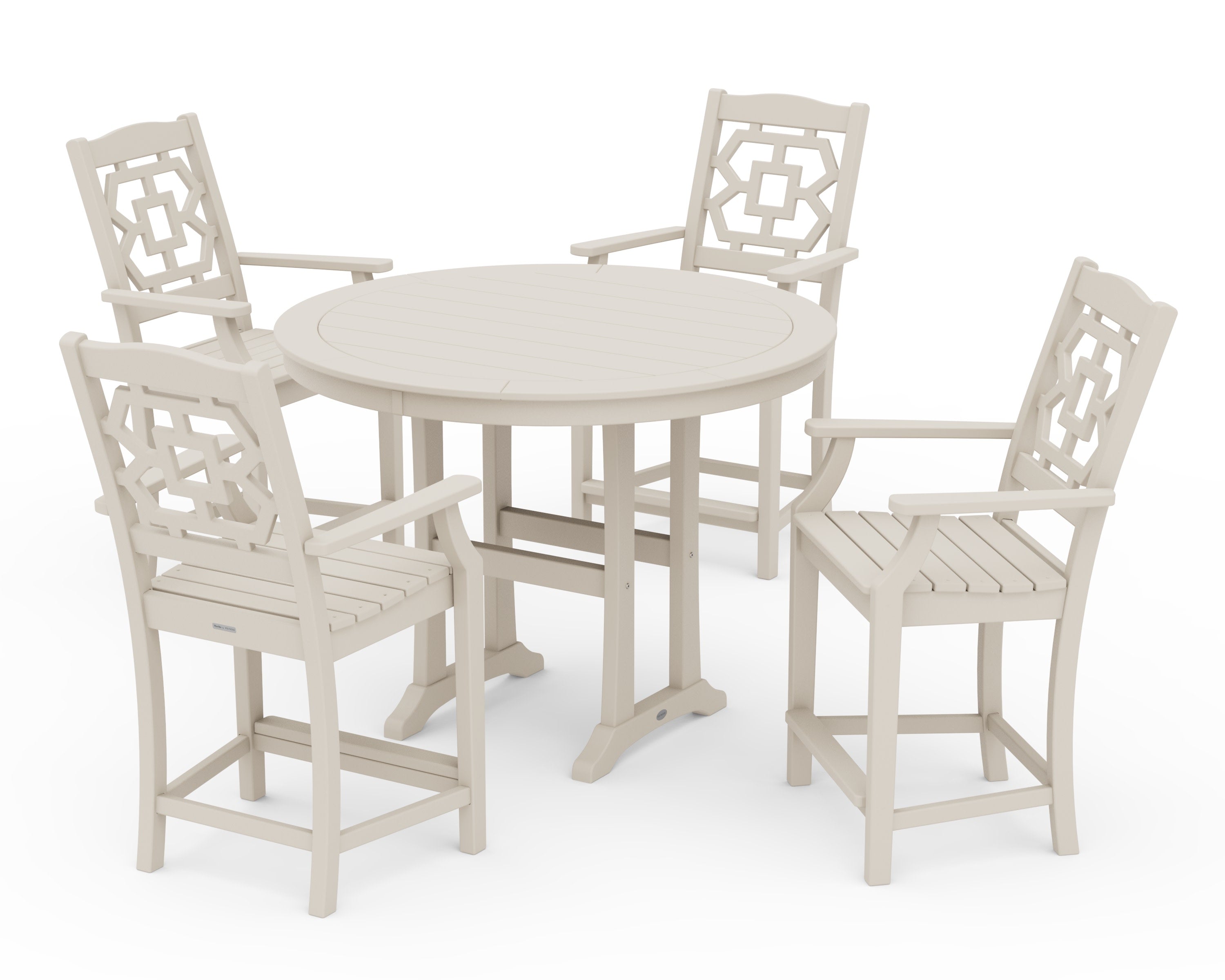 Chinoiserie 5-Piece Round Counter Set in Sand