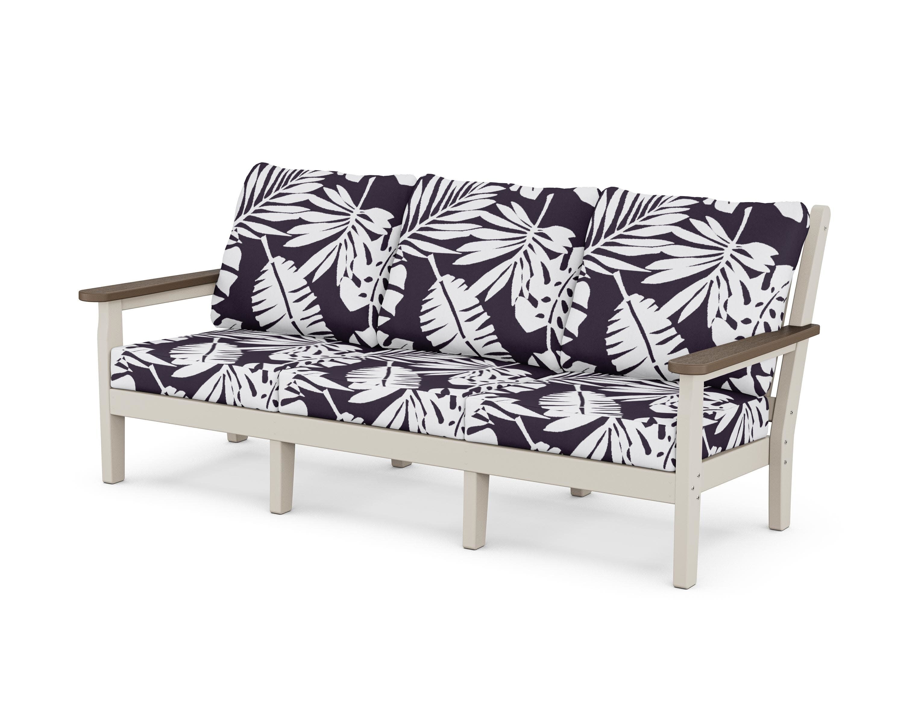 Chippendale Deep Seating Sofa in Sand / Kona / Leaf Navy