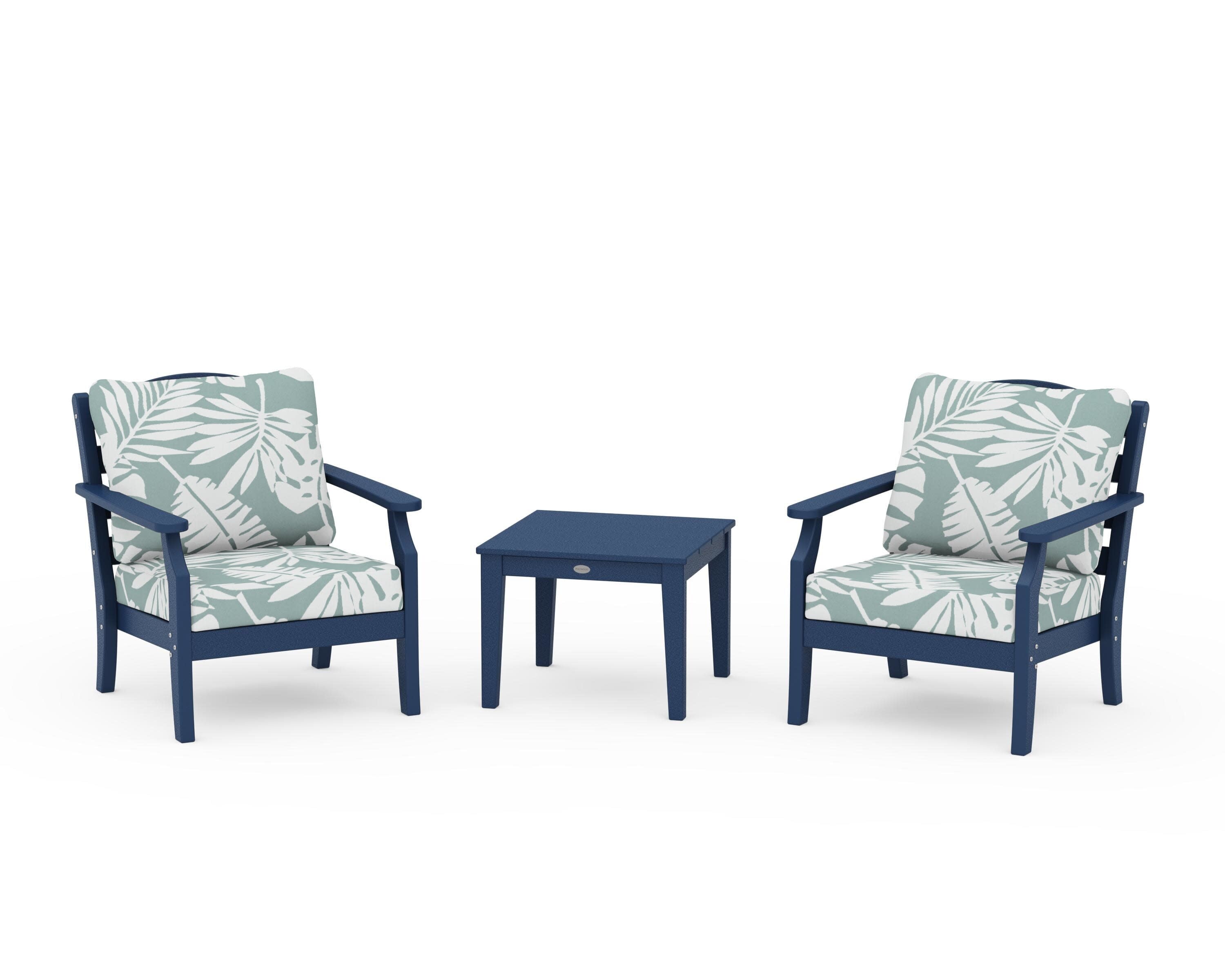 Savannah 3-Piece Deep Seating Set in Navy / Leaf Glacier Spa