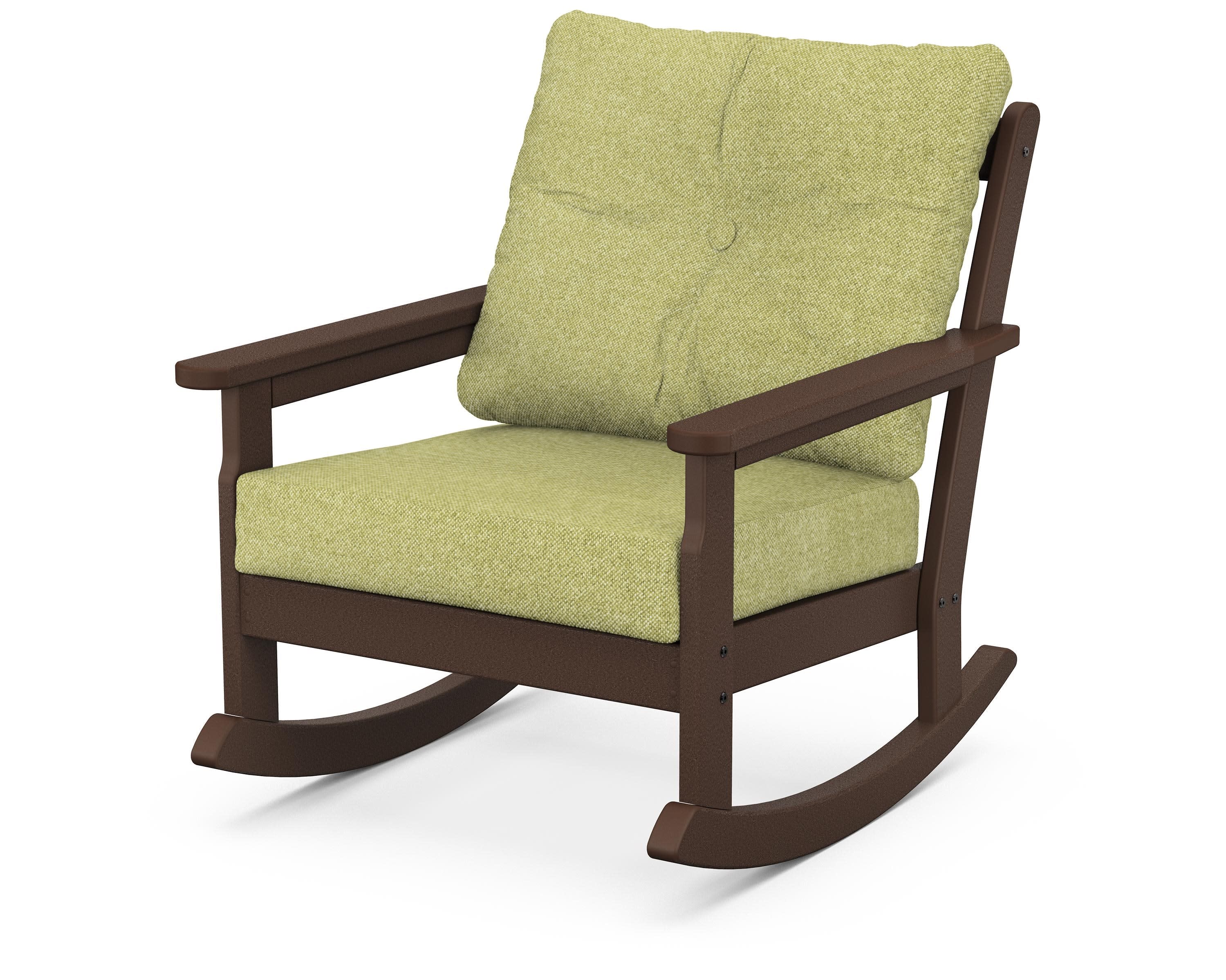 Vineyard Deep Seating Rocking Chair in Mahogany / Chartreuse Boucle
