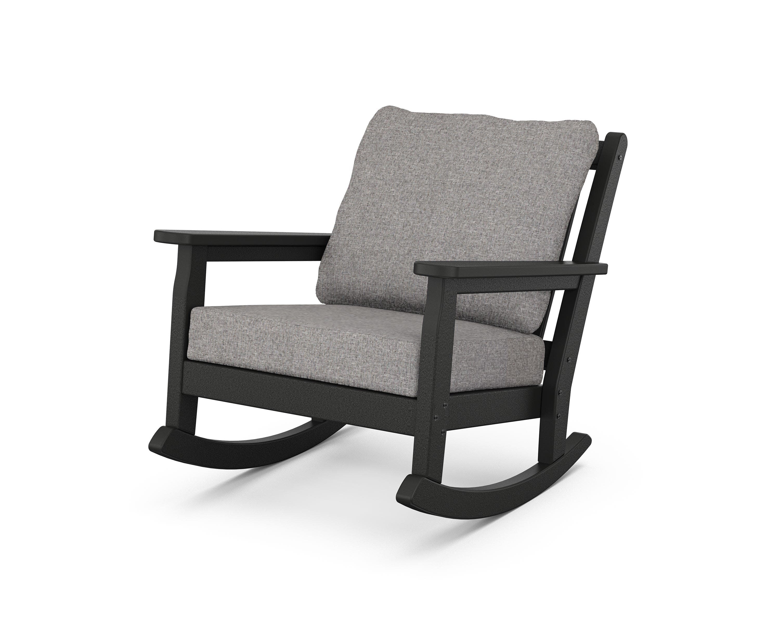 Chippendale Deep Seating Rocking Chair in Black / Grey Mist