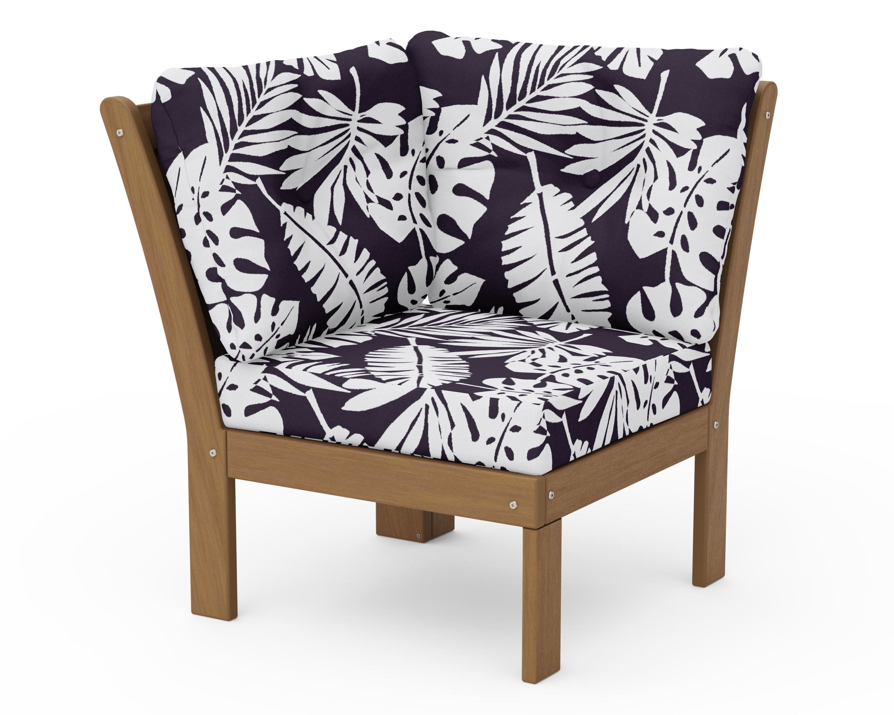 Vineyard Modular Corner Chair in Natural / Leaf Navy