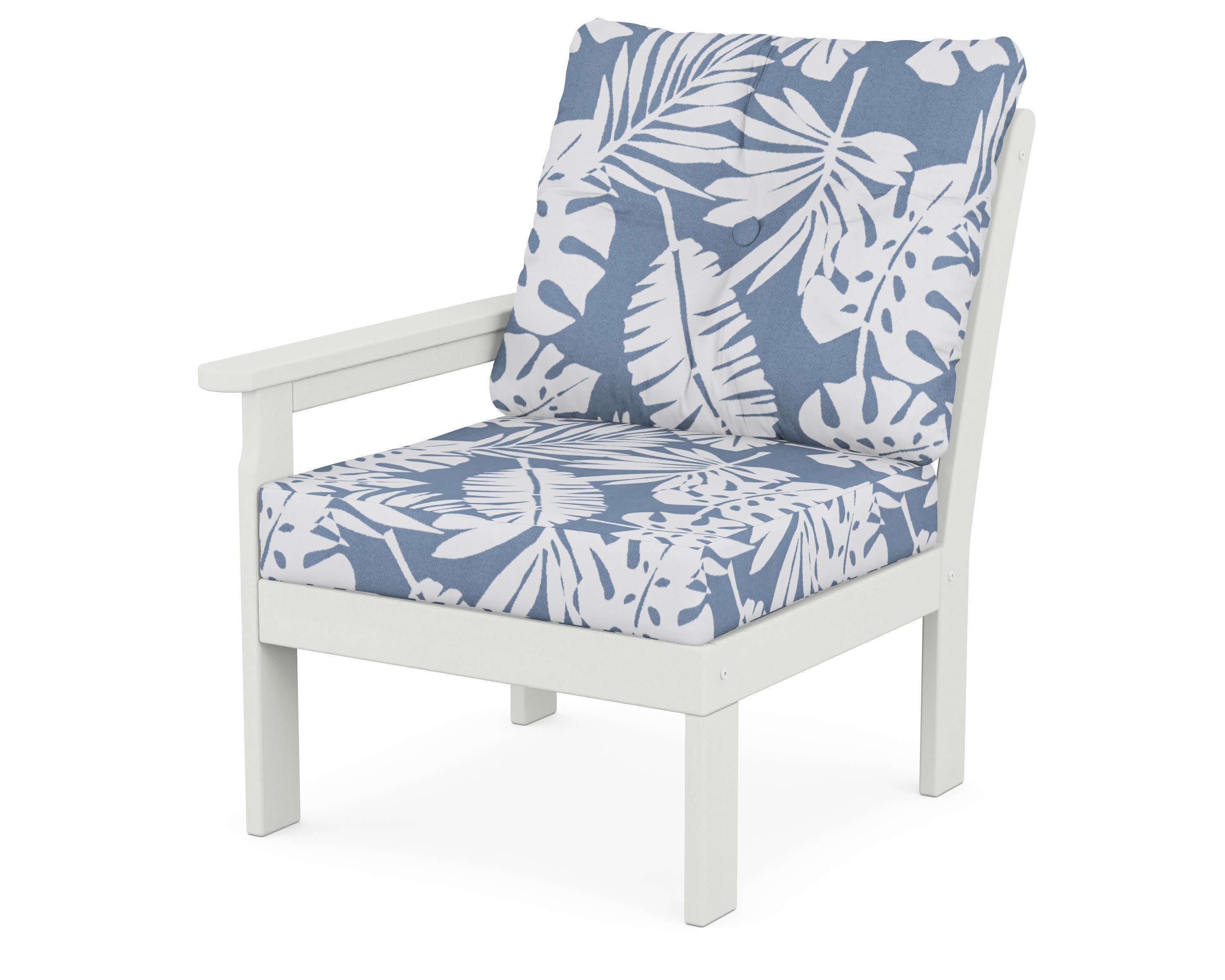 Vineyard Modular Left Arm Chair in Vintage White / Leaf Sky Blue