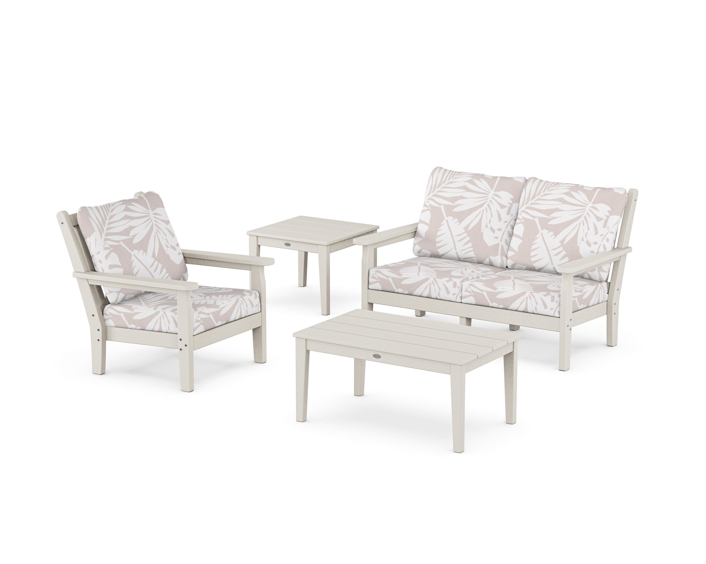 Chippendale 4-Piece Deep Seating Set in Sand / Leaf Dune Burlap