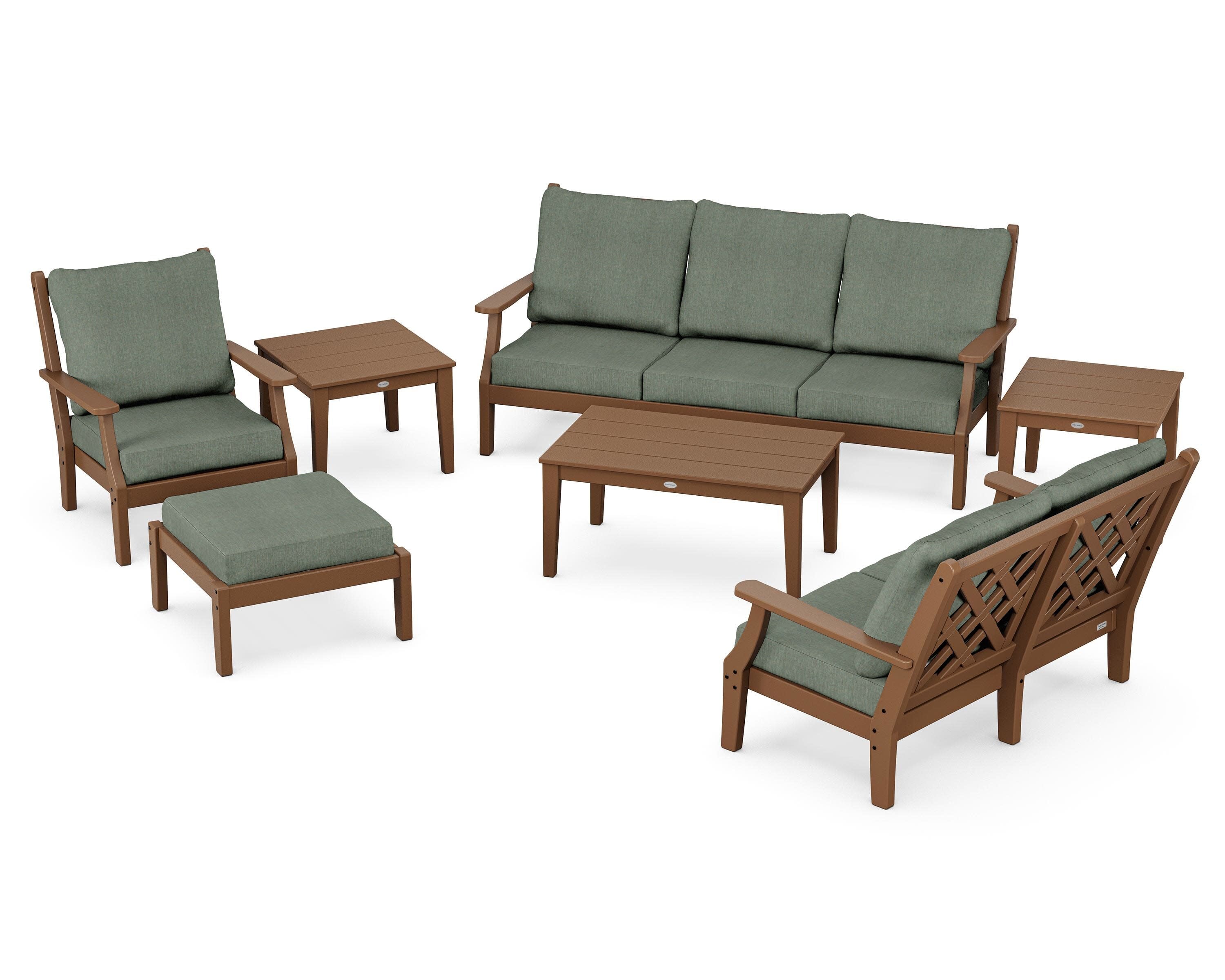 Wovendale 7-Piece Deep Seating Set in Teak / Cast Sage