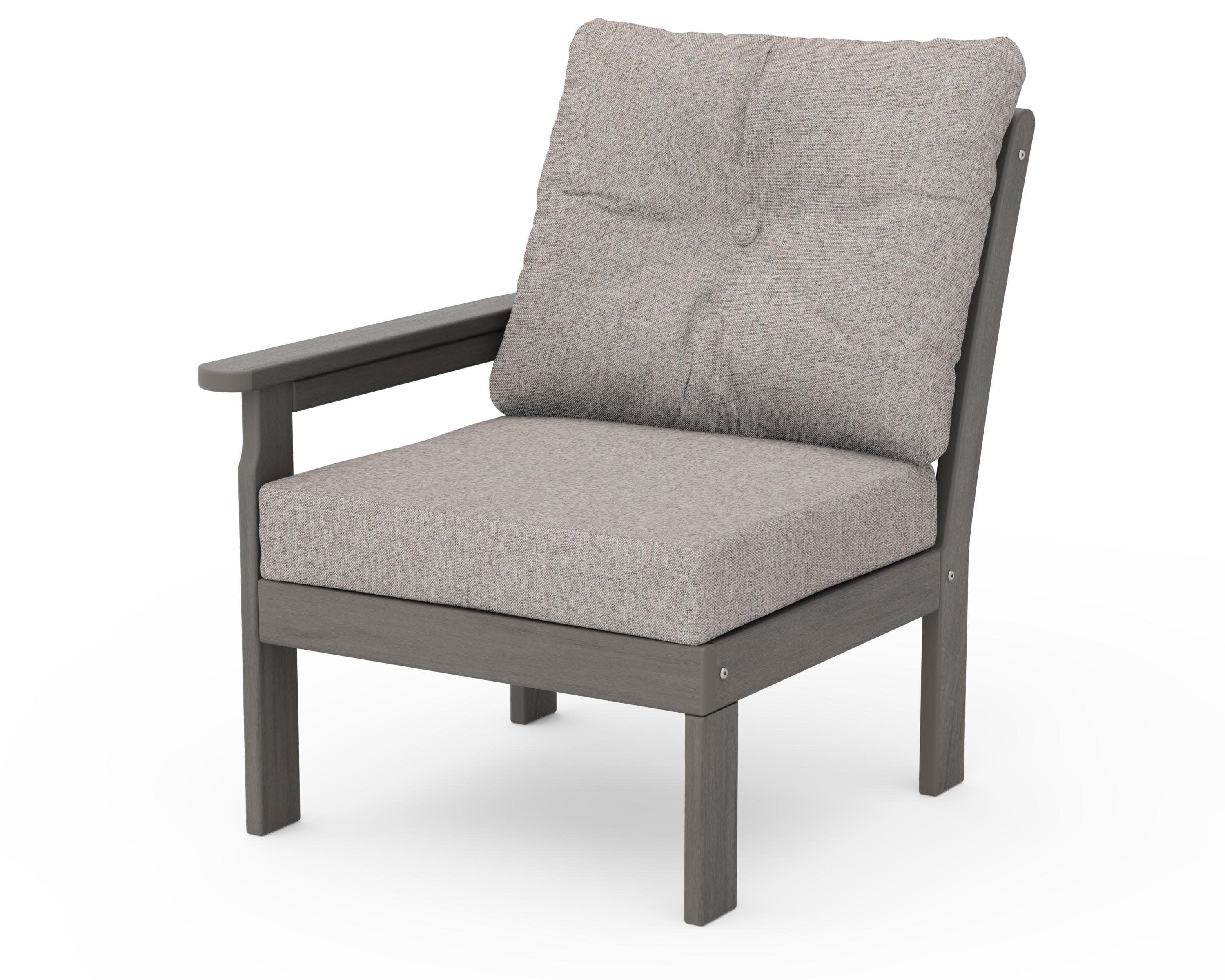 Vineyard Modular Left Arm Chair in Driftwood / Weathered Tweed