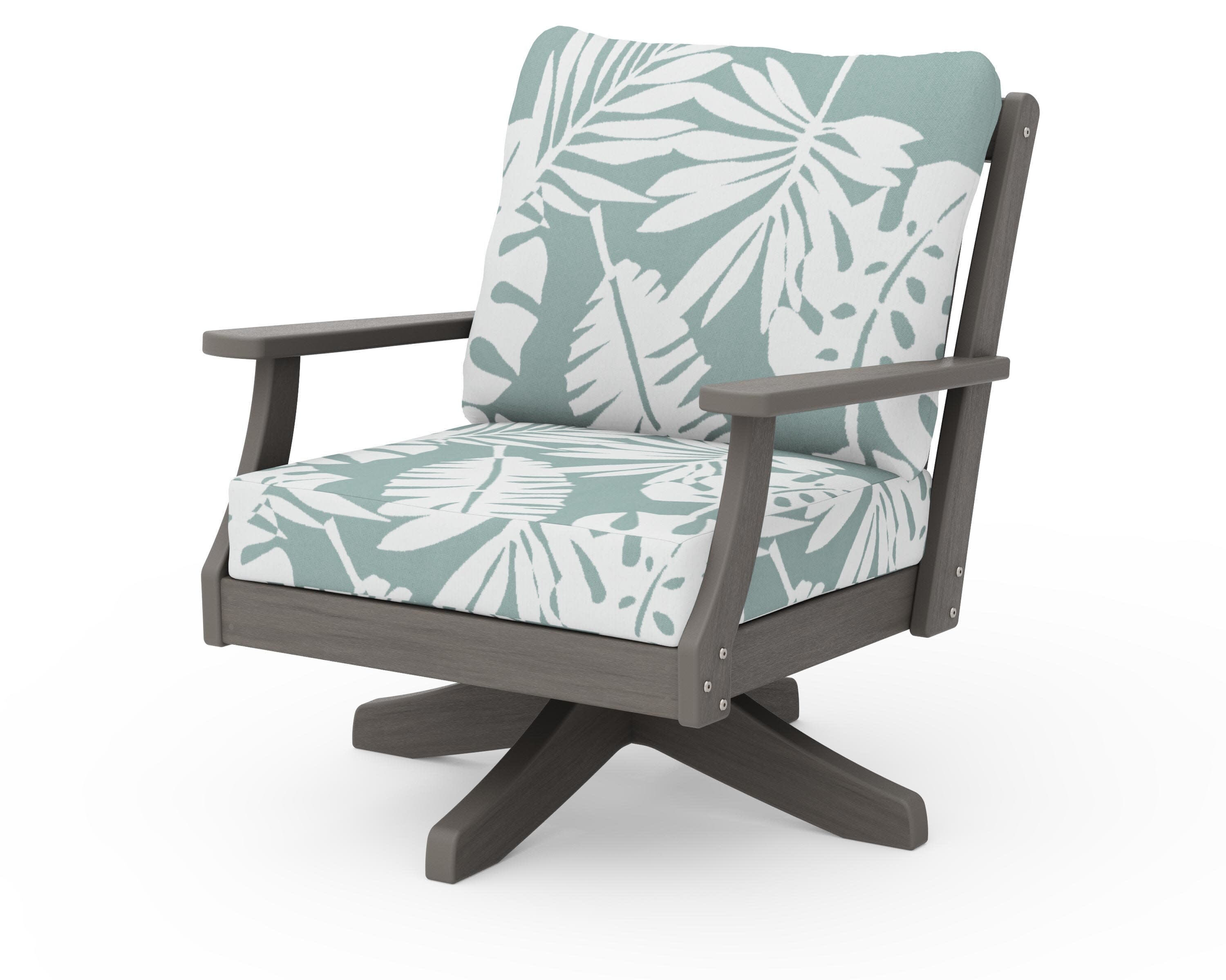 Braxton Deep Seating Swivel Chair in Driftwood / Leaf Glacier Spa