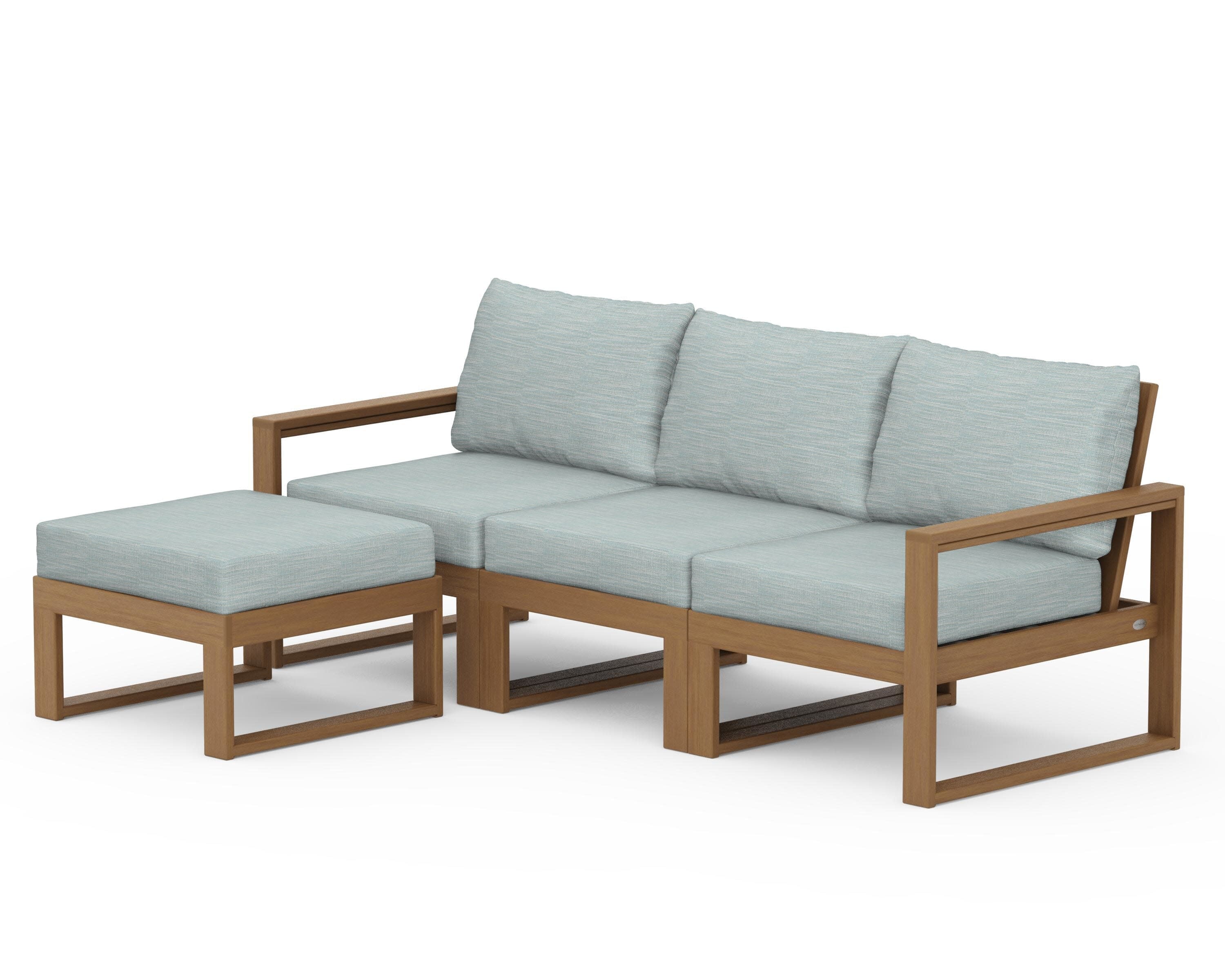 EDGE 4-Piece Modular Deep Seating Set with Ottoman in Natural / Soothe Mist
