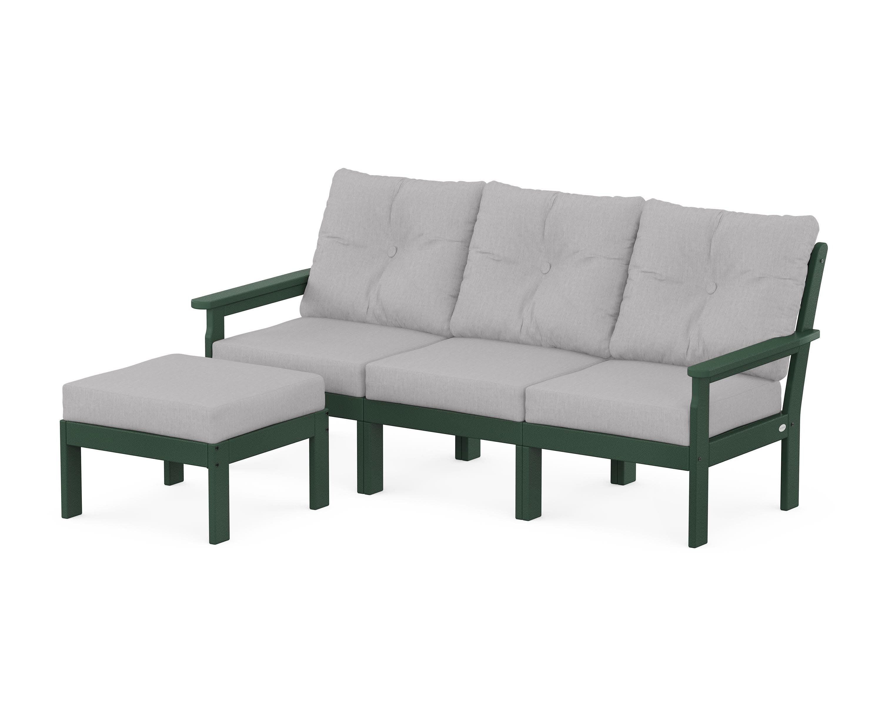 Vineyard 4-Piece Sectional with Ottoman in Green / Granite