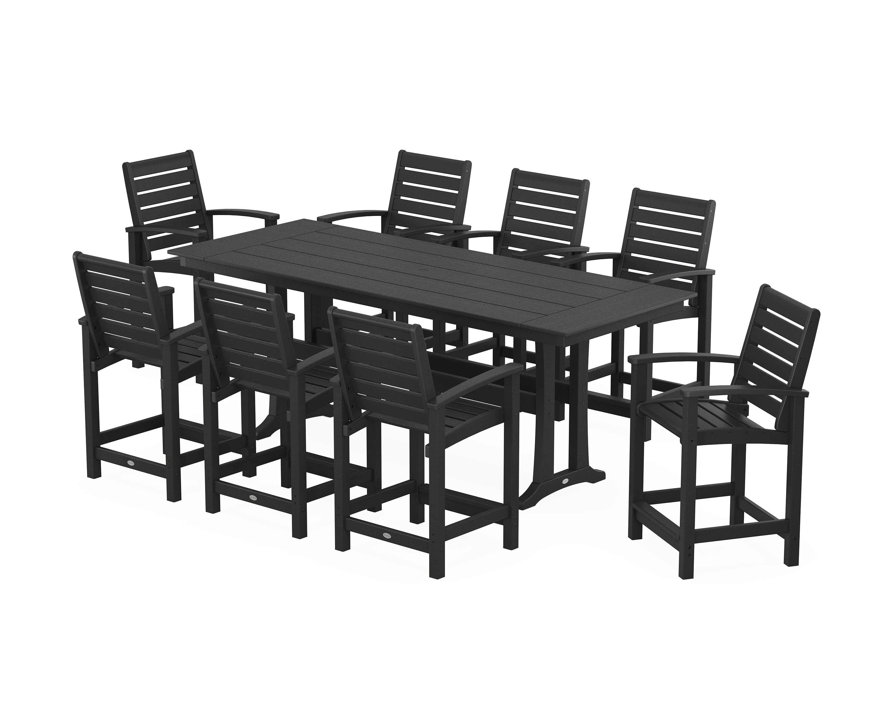 Signature 9-Piece Farmhouse Counter Set with Trestle Legs in Black
