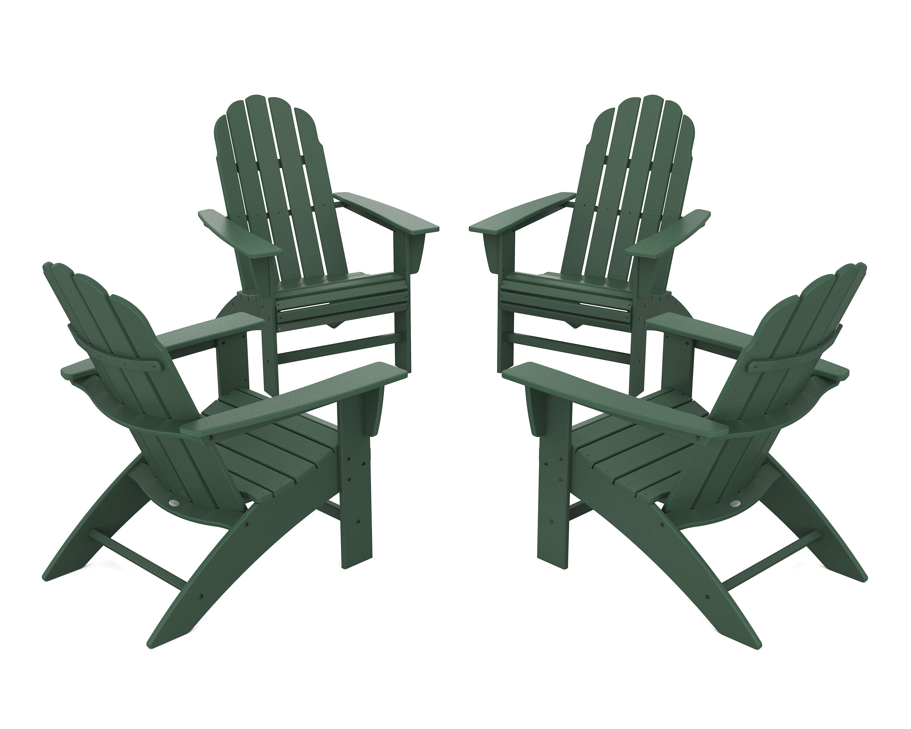4-Piece Vineyard Curveback Adirondack Chair Conversation Set in Green