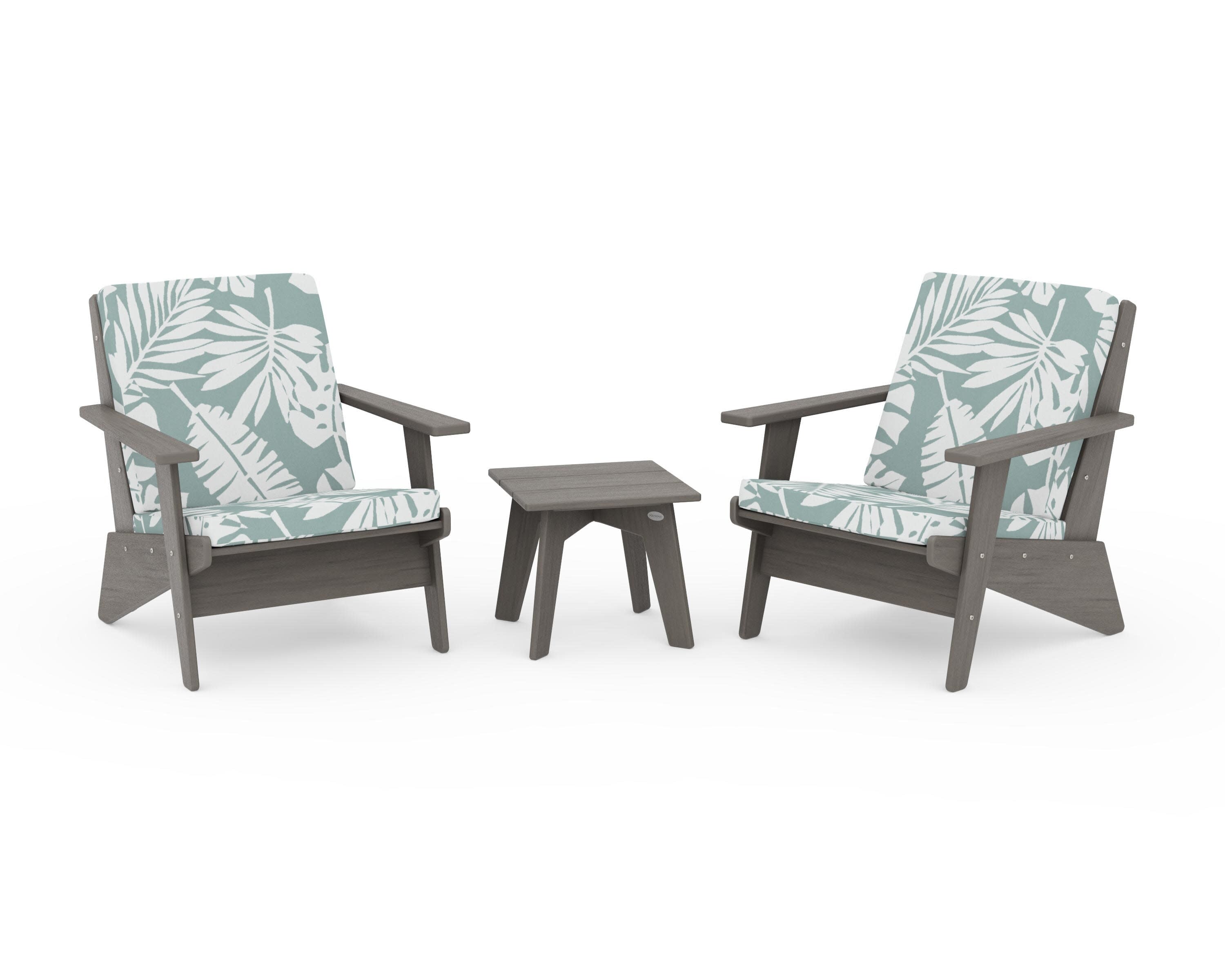 Riviera Modern Lounge 3-Piece Set in Driftwood / Leaf Glacier Spa
