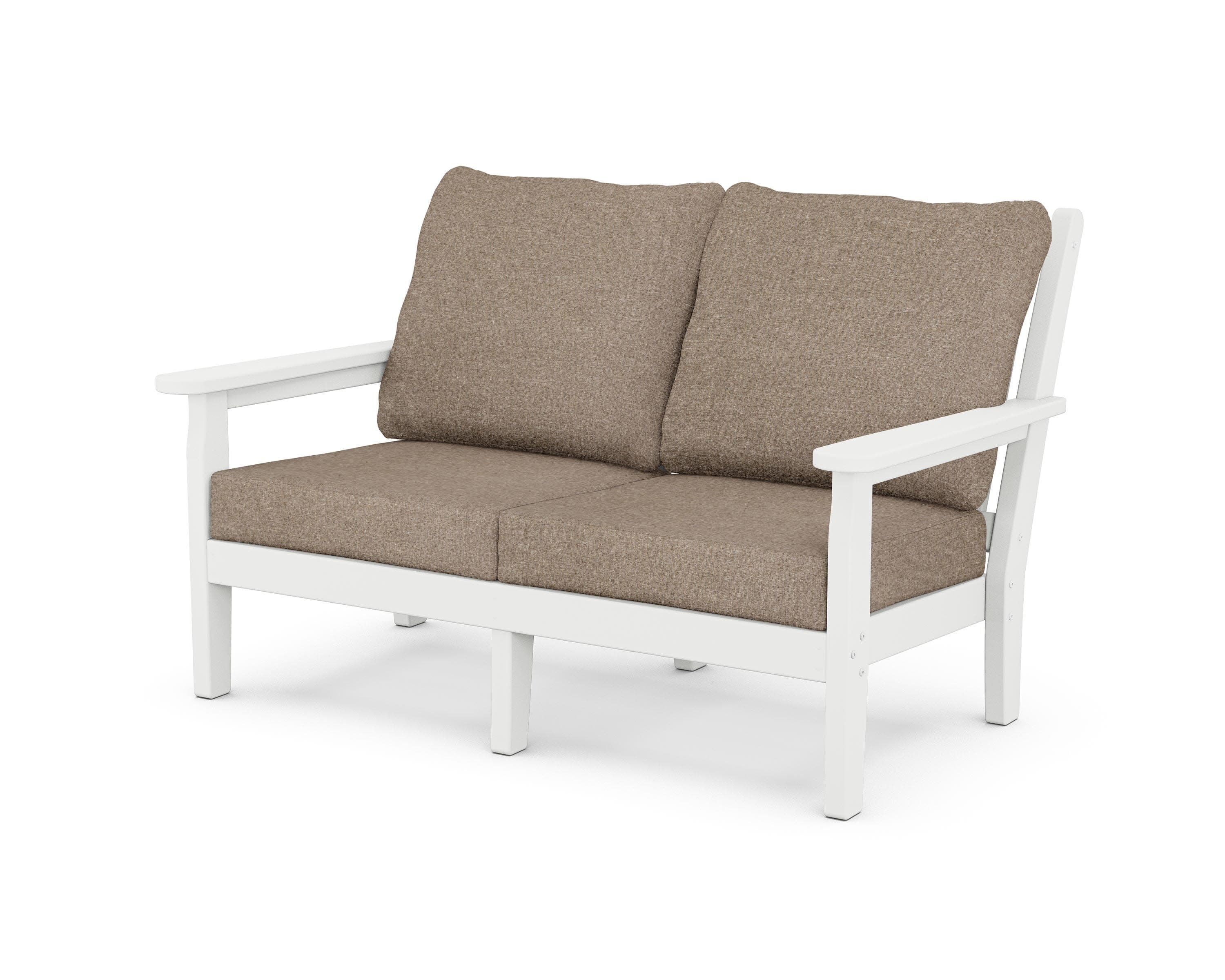 Chippendale Deep Seating Loveseat in White / Spiced Burlap