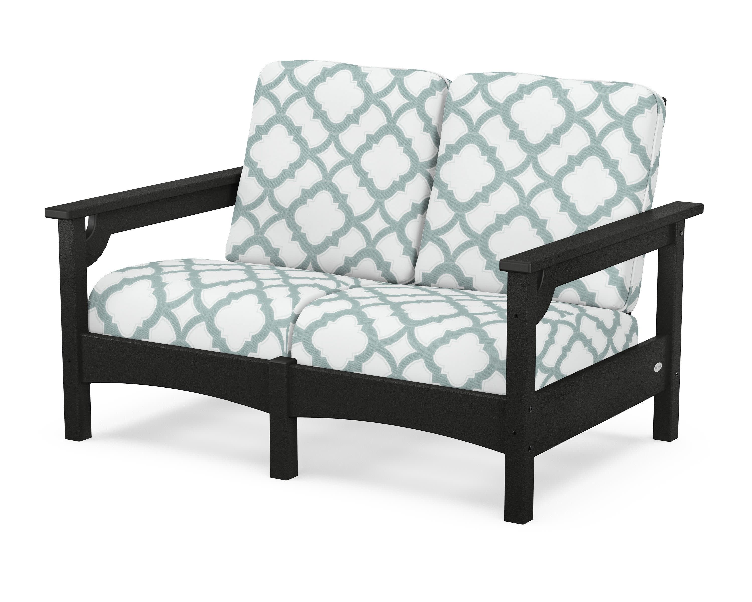 Club Loveseat in Black / Trellis Glacier Spa