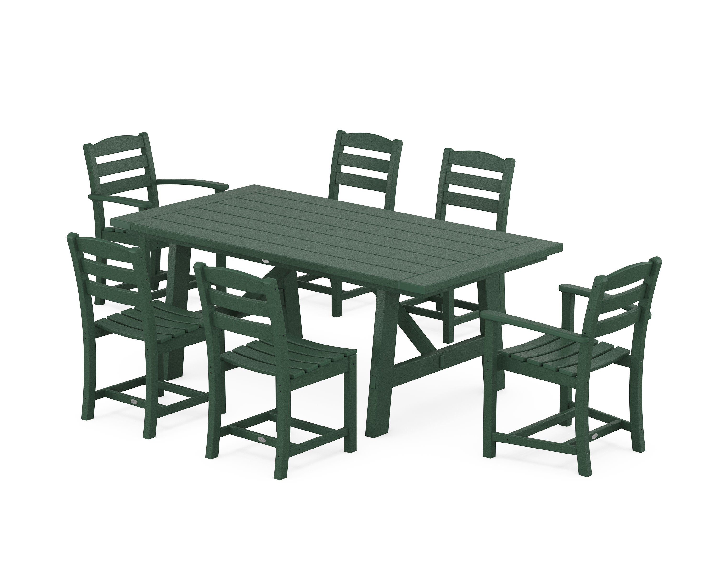 La Casa Caf 7-Piece Rustic Farmhouse Dining Set in Green