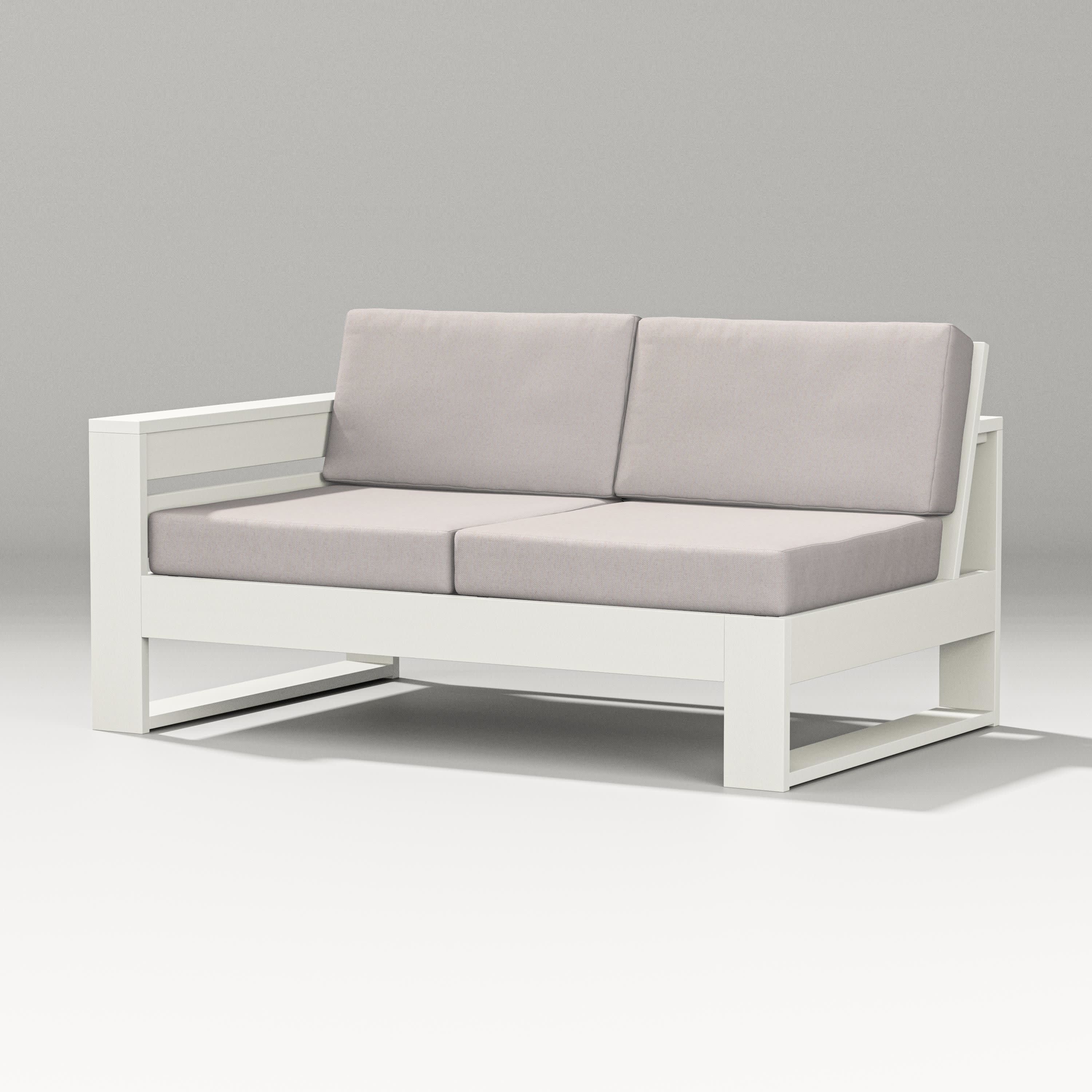Latitude Modular Left Arm Loveseat in Vintage White / Dune Burlap
