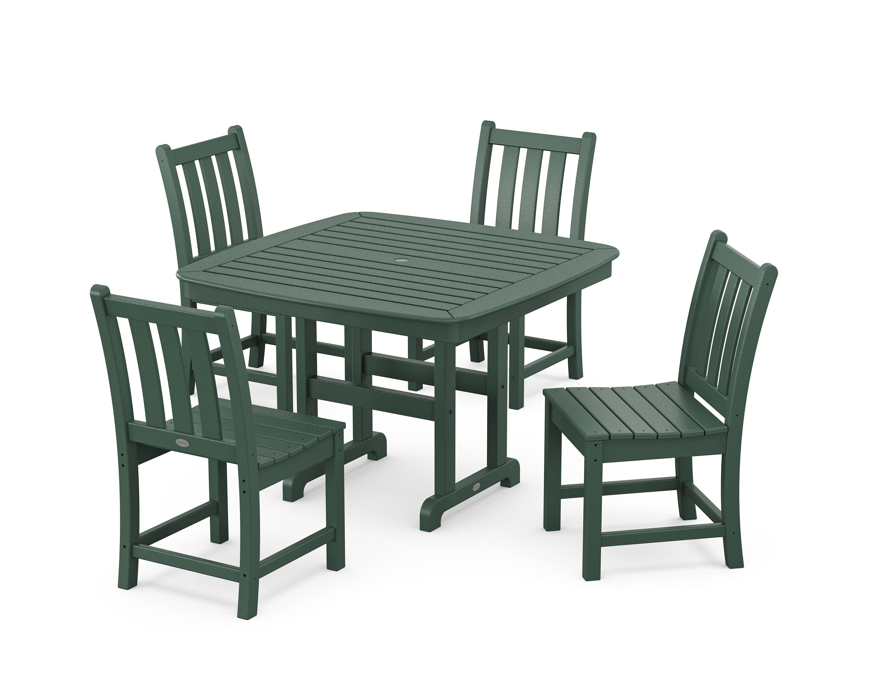 Traditional Garden Side Chair 5-Piece Dining Set with Trestle Legs in Green