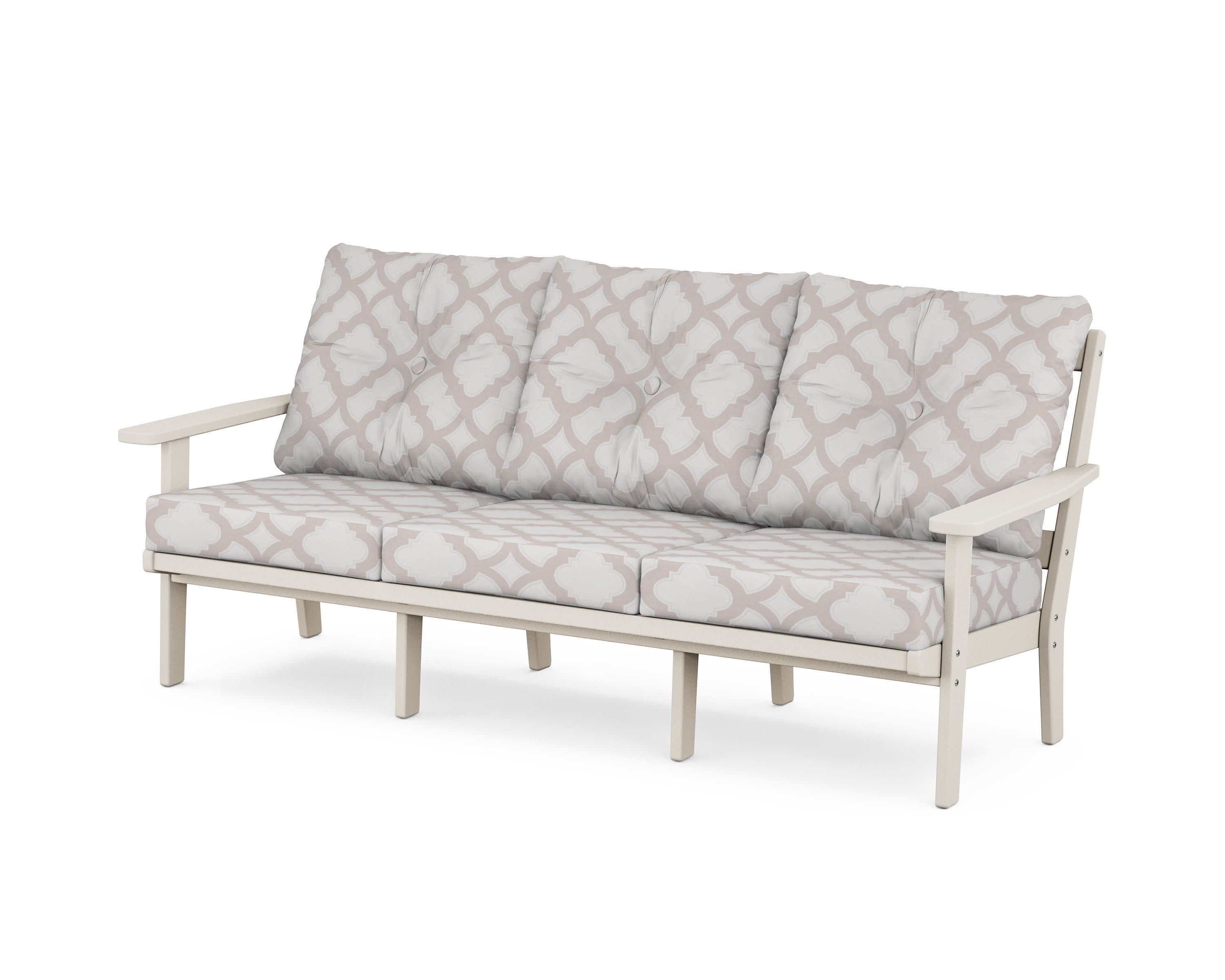 Oxford Deep Seating Sofa in Sand / Trellis Dune Burlap