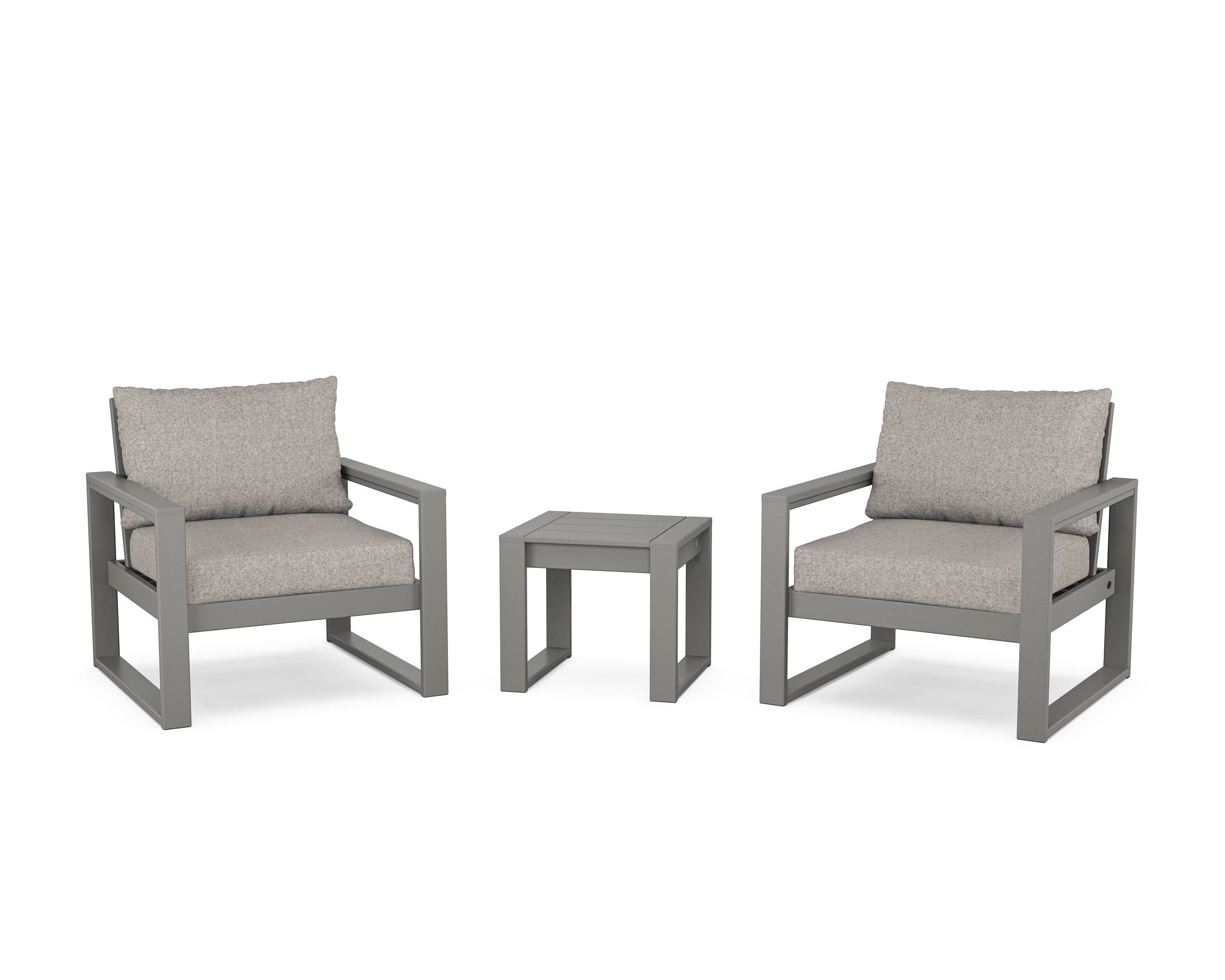 EDGE Sectional 3-Piece Deep Seating Set in Slate Grey / Weathered Tweed