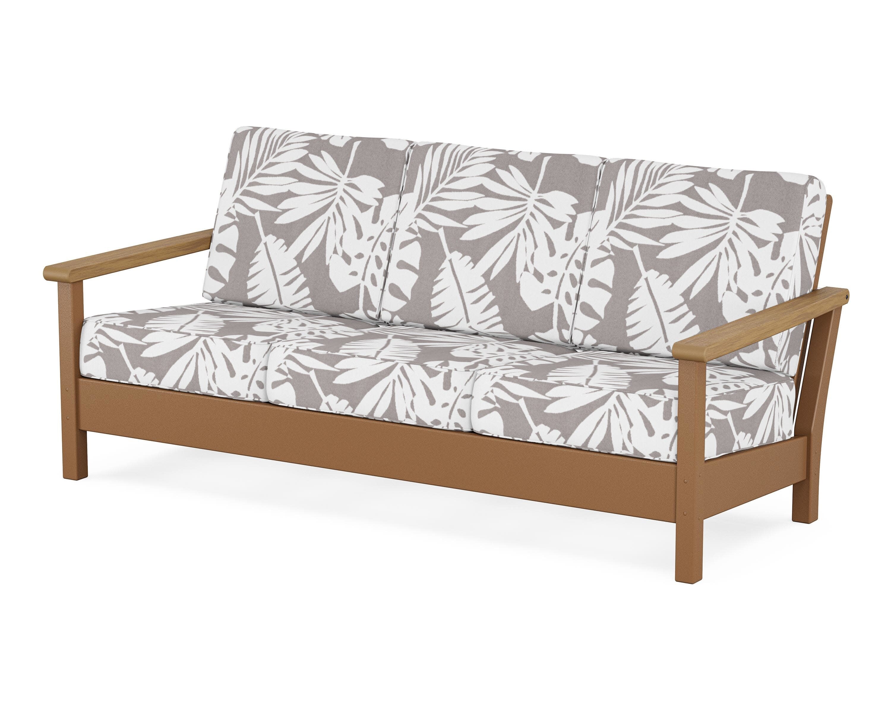 Harbour Deep Seating Sofa in Teak / Natural / Leaf Grey Mist