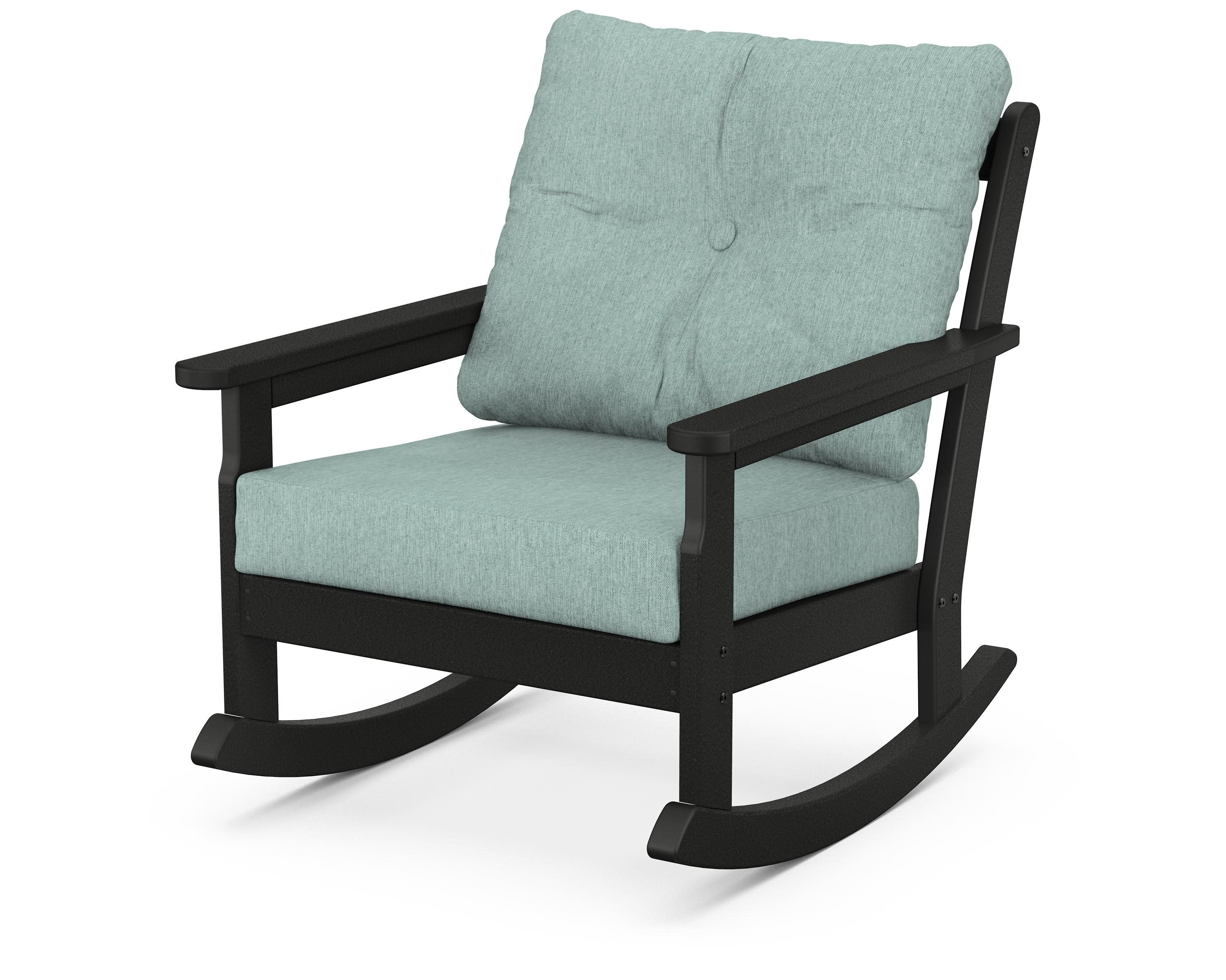 Vineyard Deep Seating Rocking Chair in Black / Glacier Spa