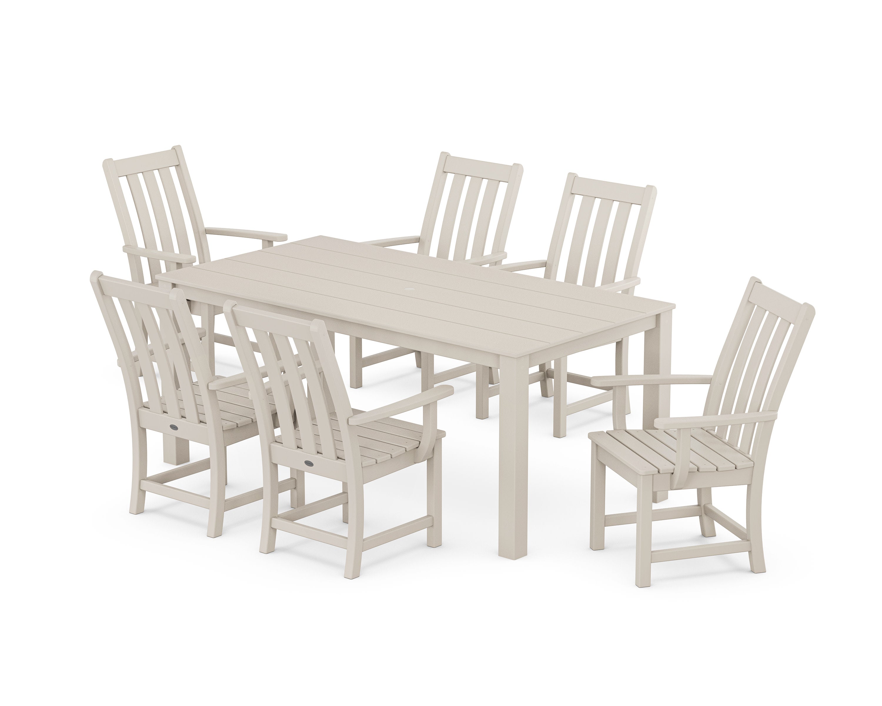 Vineyard 7-Piece Parsons Arm Chair Dining Set in Sand